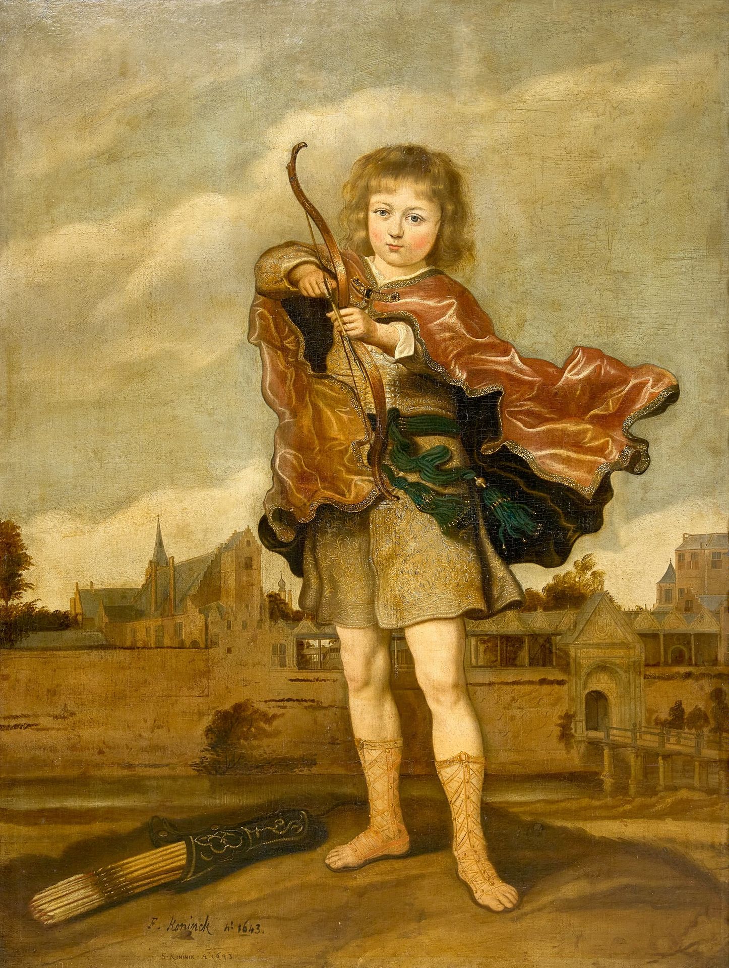 SALOMON KONINCK (1609-1656) Retrato de un niño como arquero delante de una ciuda&hellip;
