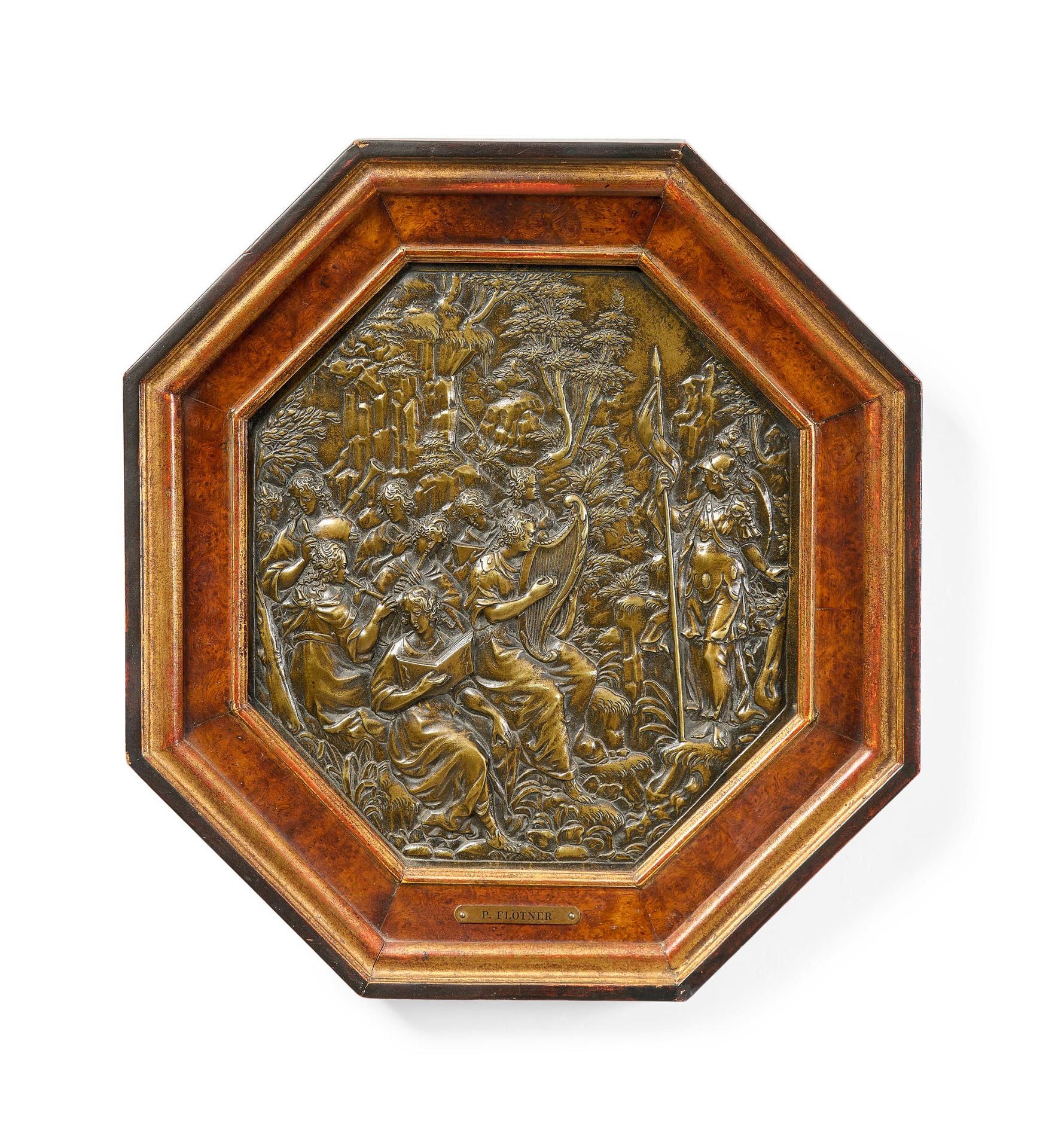 PLAQUE DE FORME OCTOGONALE 17. Jahrhundert
Aus geprägtem Messing mit Dekor von M&hellip;