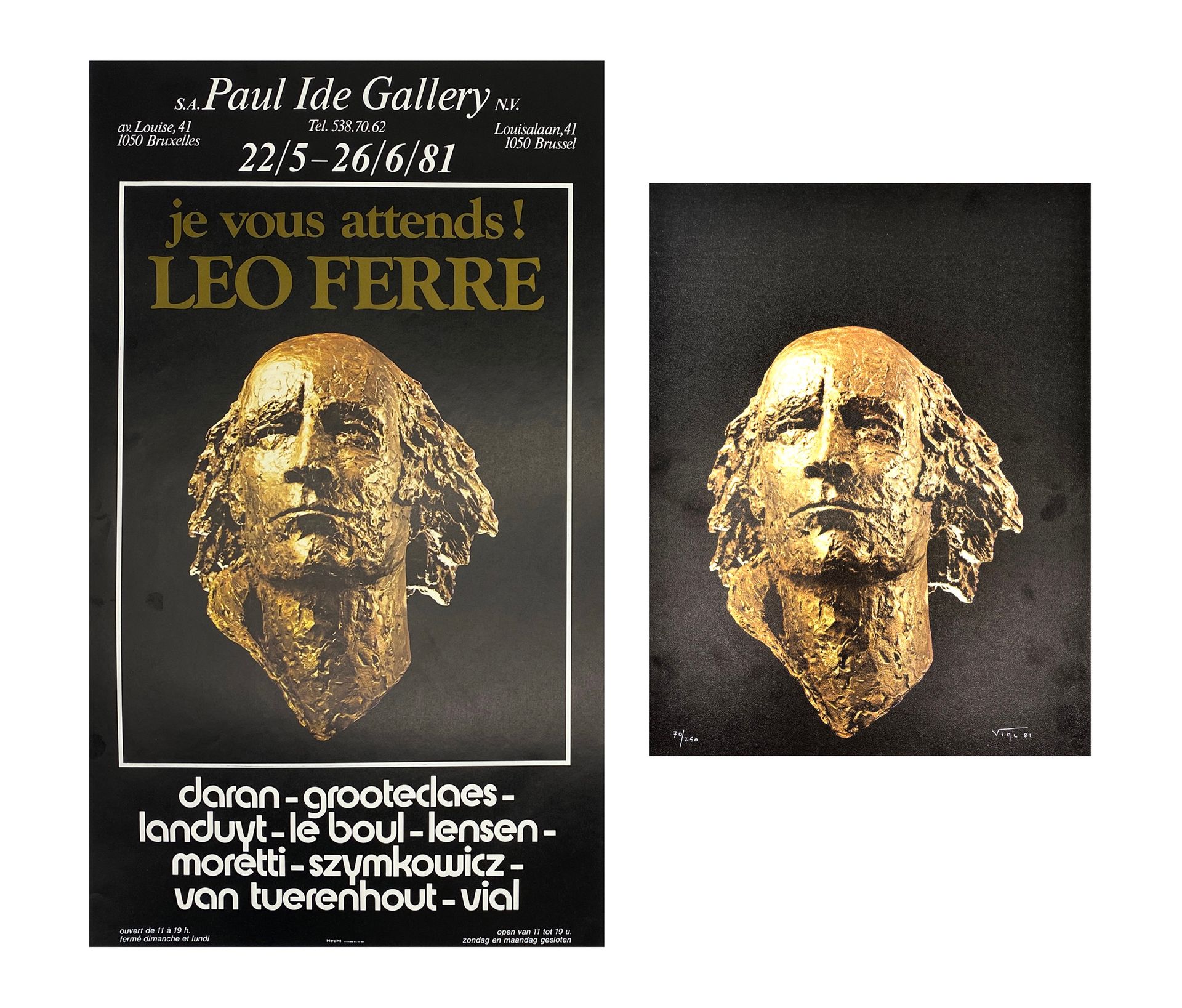 Null 
Dominique VIAL- "Léo Ferré" - Lithographie, unten signiert und nummeriert.&hellip;
