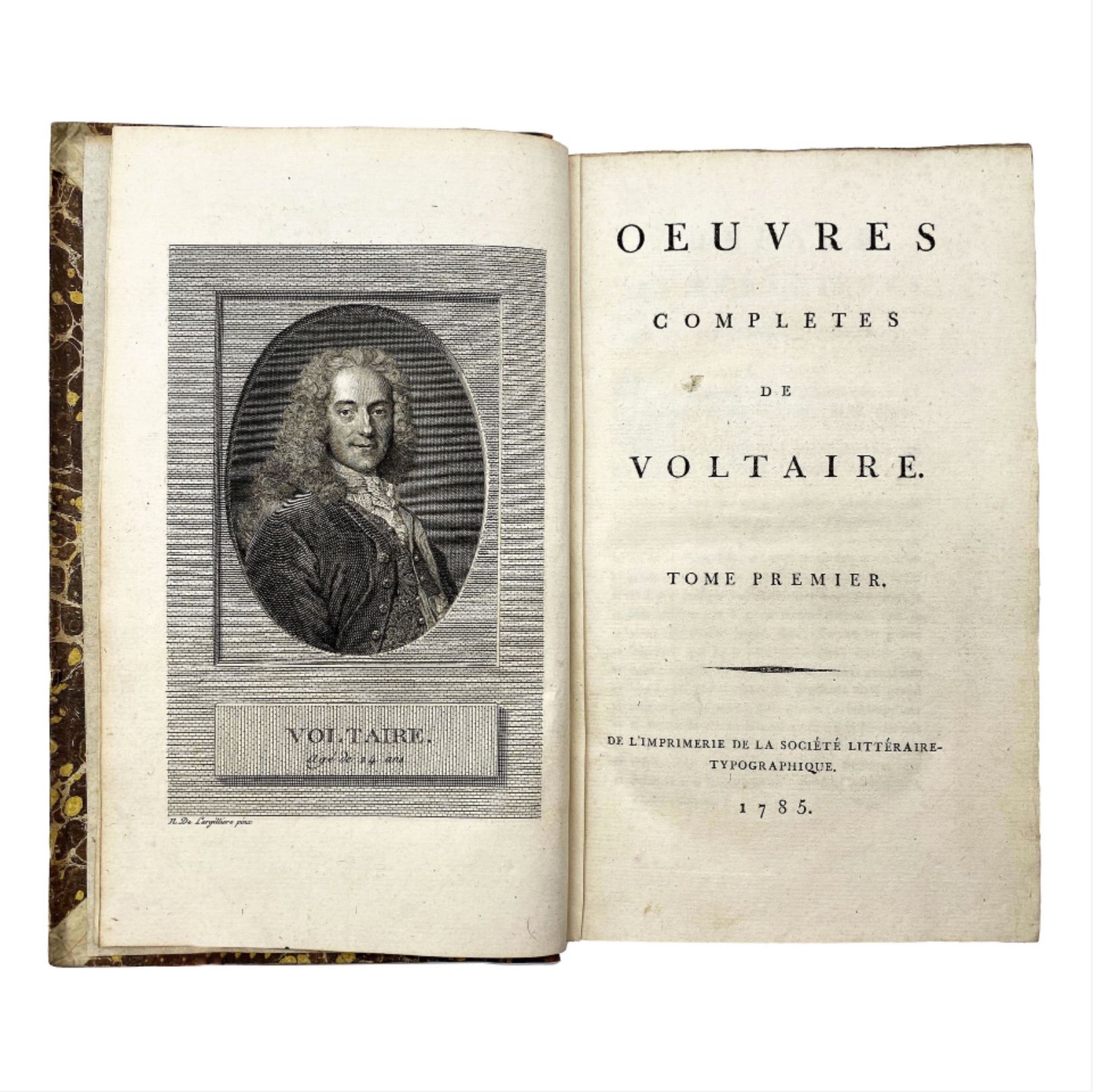 Null VOLTAIRE - "Oeuvres complètes". 
Set of 70 vol. In-8, speckled half calf, m&hellip;