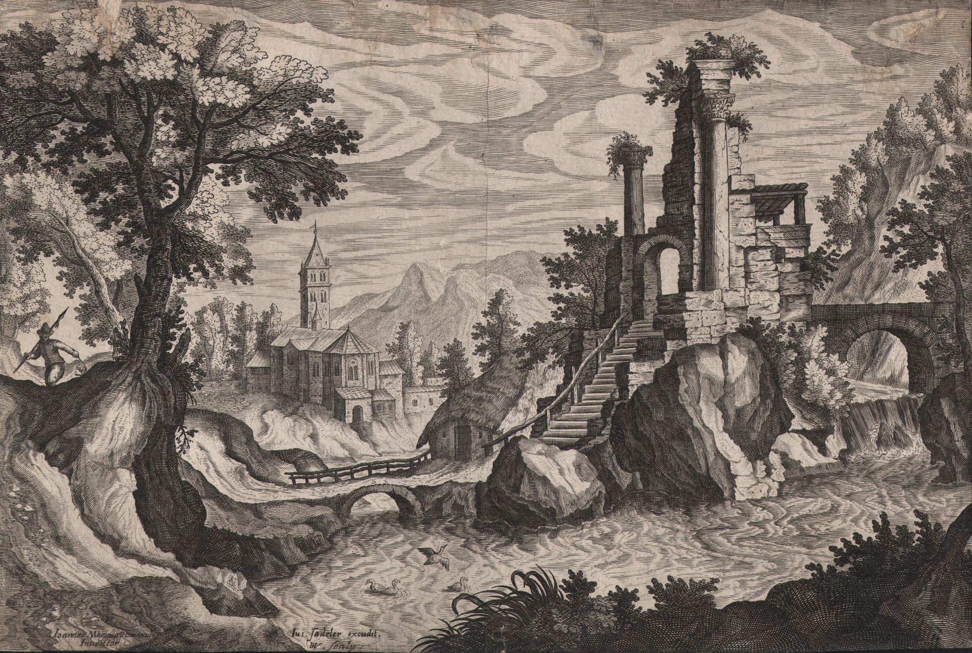 Giovanni Maggi 1566-1618) Hans van Schuppen - Landscape with ruins, after Giovan&hellip;
