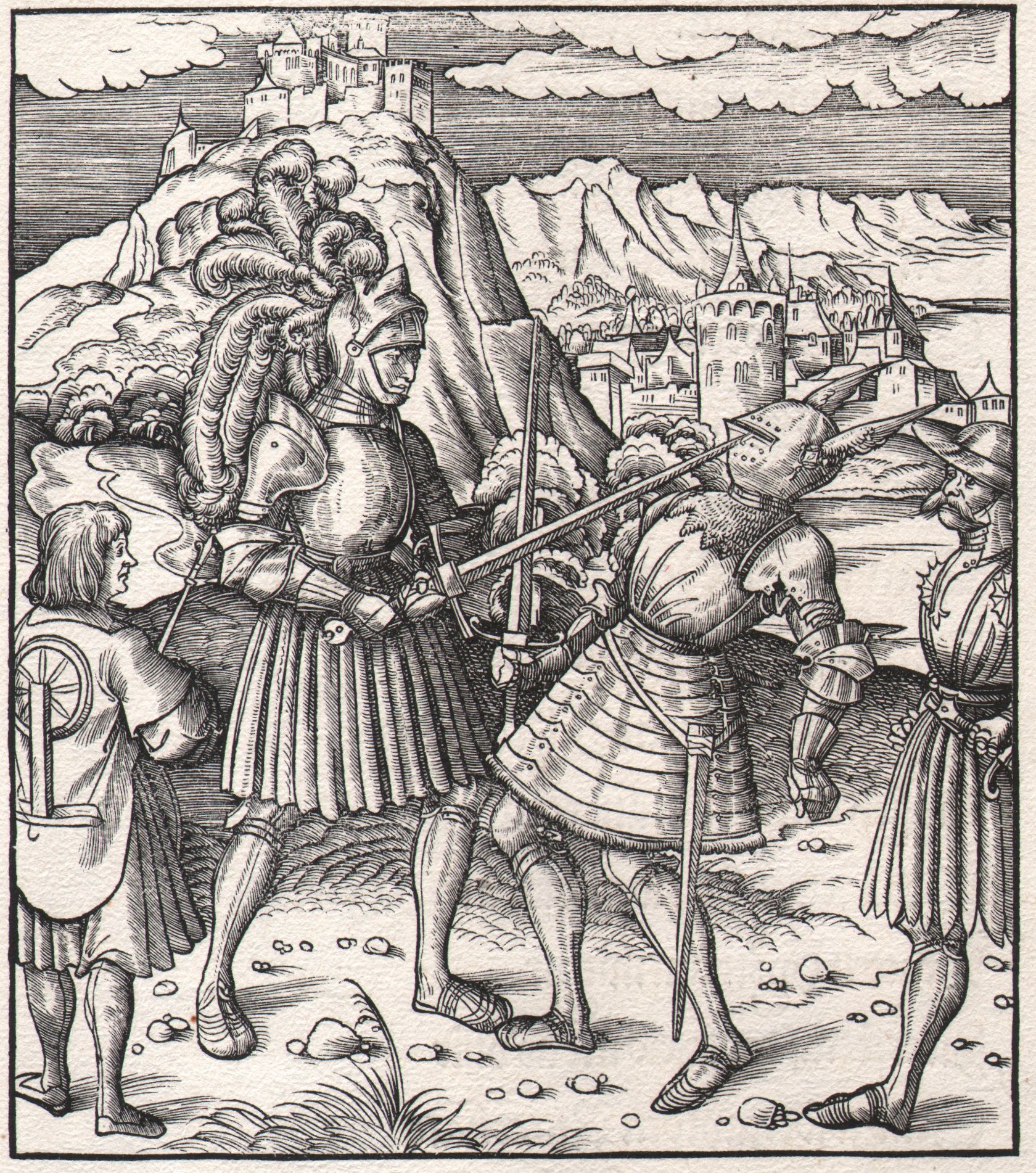 Leonhard Beck (1475-1542) 莱昂哈德-贝克-特厄尔丹克用他的剑刺伤了瞄准镜中的对手/描述。 罕见的 "schnorckel schrif&hellip;