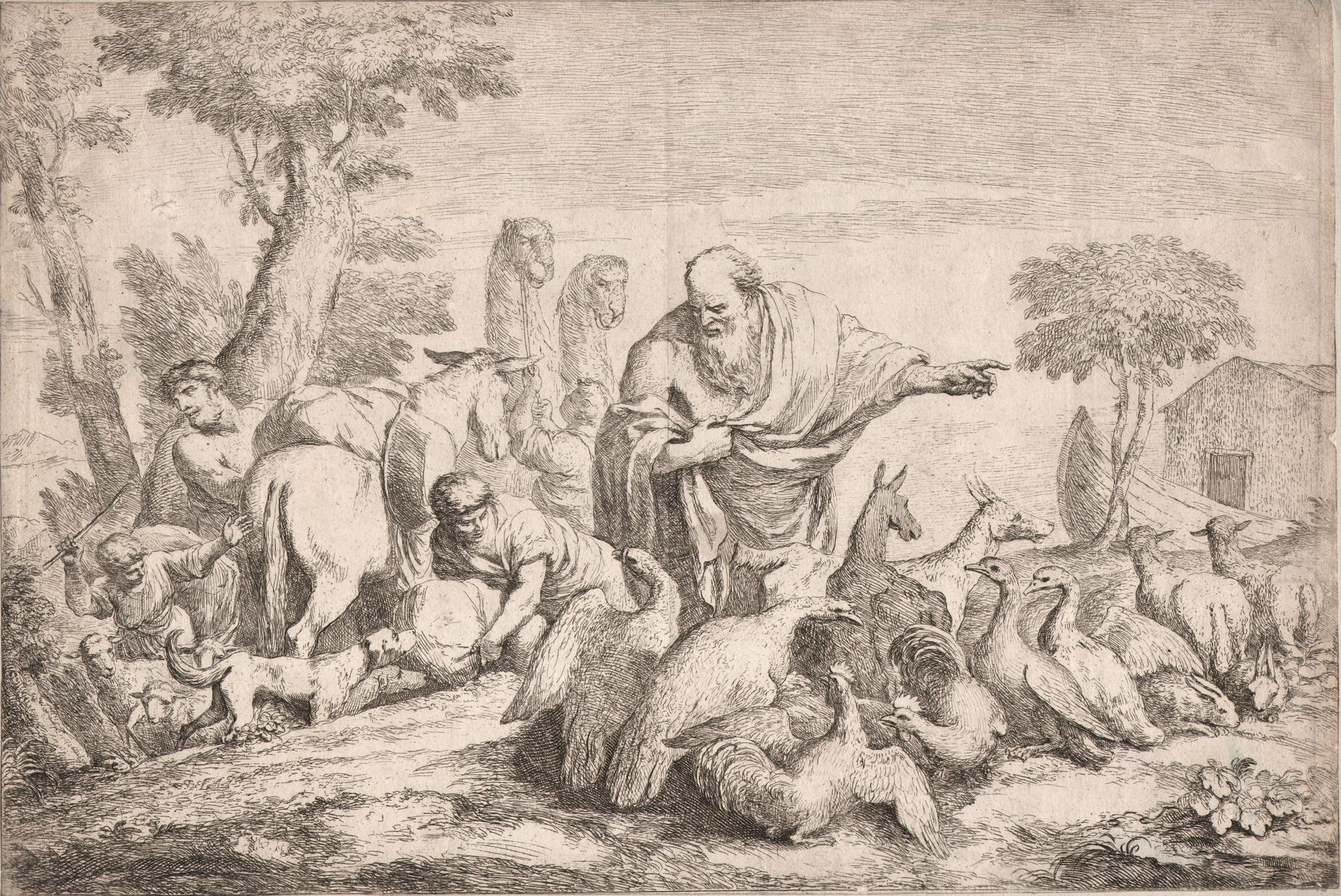 GAETANO ZOMPINI (1700-1778) Gaetano Zompini (1700-1778) - Noé reuniendo animales&hellip;