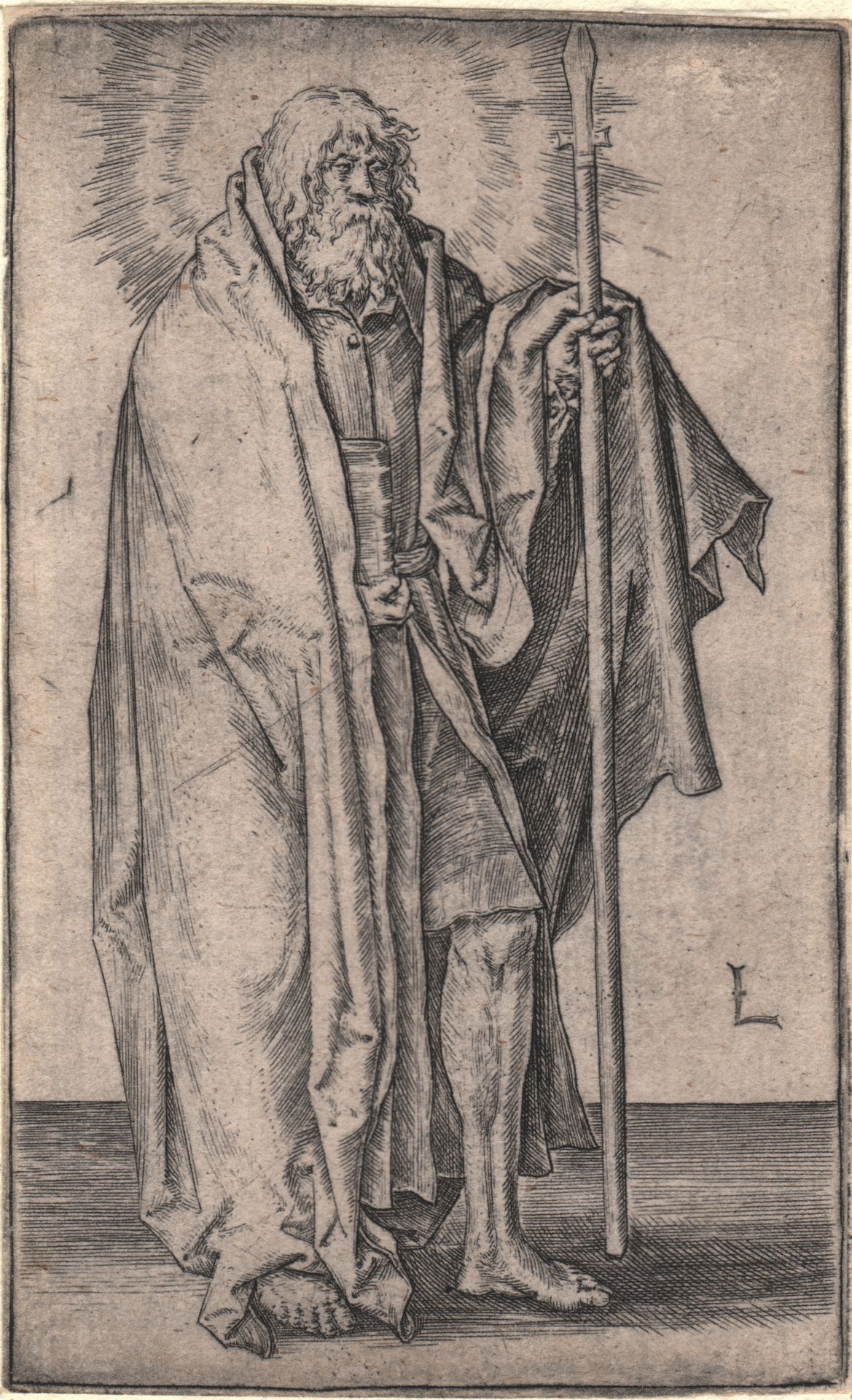 Lucas van LEYDEN (1494-1533) 卢卡斯-凡-莱登（1494-1533）--圣托马斯--约1510年/描述。 圣托马斯；面向右边，右手拿&hellip;
