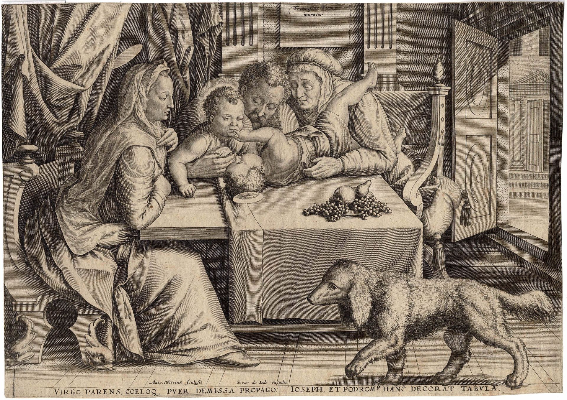 Anthony Wierix I, Frans Floris (1517-1570) 弗朗斯-弗洛里斯，安东-维里克斯，神圣家族与伊丽莎白和施洗者约翰。 描述。&hellip;
