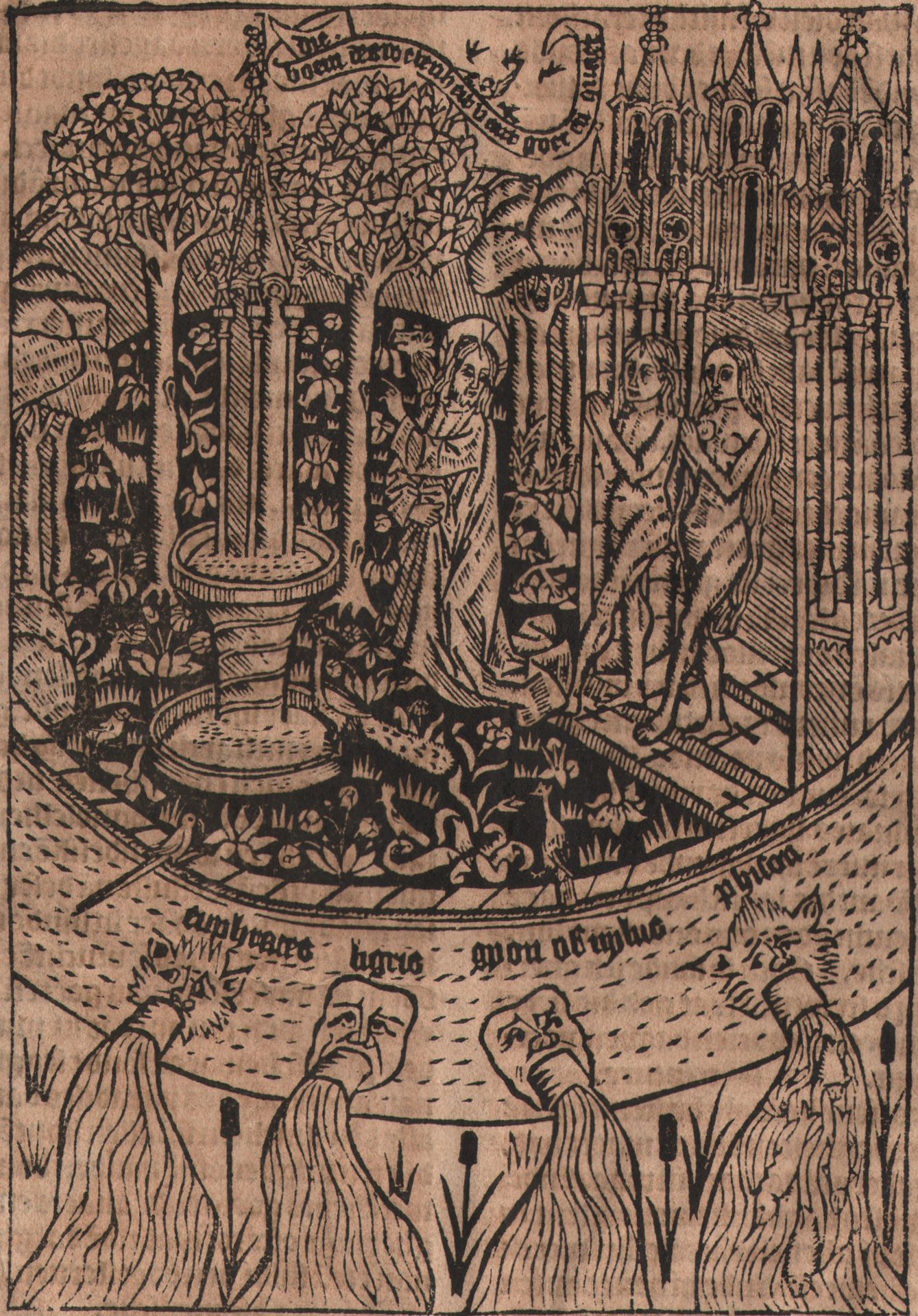 Master of Haarlem (1483-1486 fl.) 哈勒姆的大师（1483-1486年）--天堂里的亚当和夏娃/描述。 木刻已经用于《Tboec&hellip;