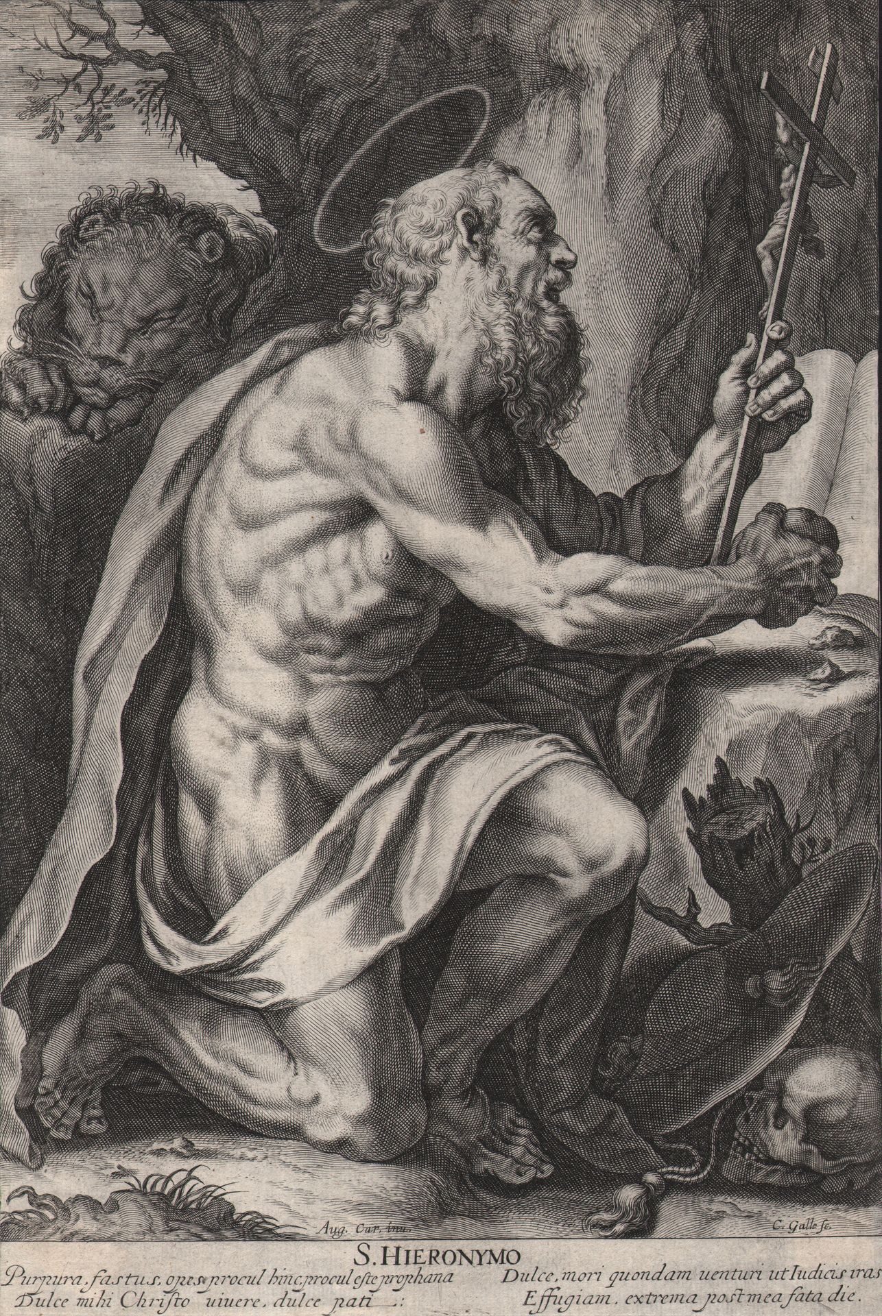 Cornelis Galle I (1576-1650) 科内利斯-加勒一世（1576-1650）--圣-希罗尼莫--在卡拉奇之后/描述。 圣杰罗姆在一个山洞里&hellip;