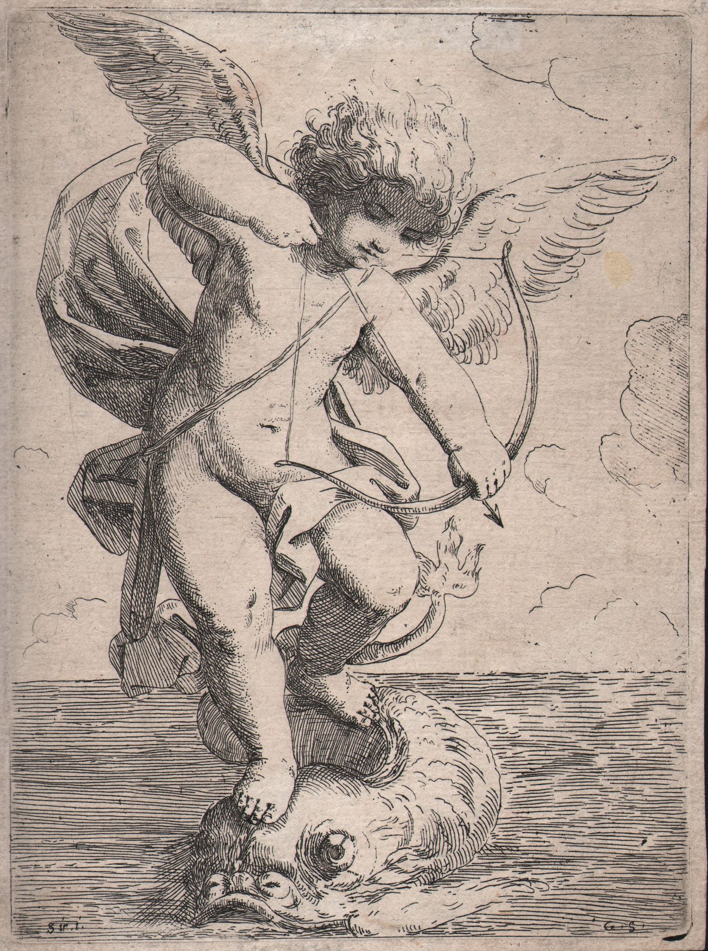 Girolamo Scarsello (1670-fl.) Girolamo Scarsello (1670-l.) - 丘比特骑着海豚瞄准他的箭/描述。 丘比&hellip;