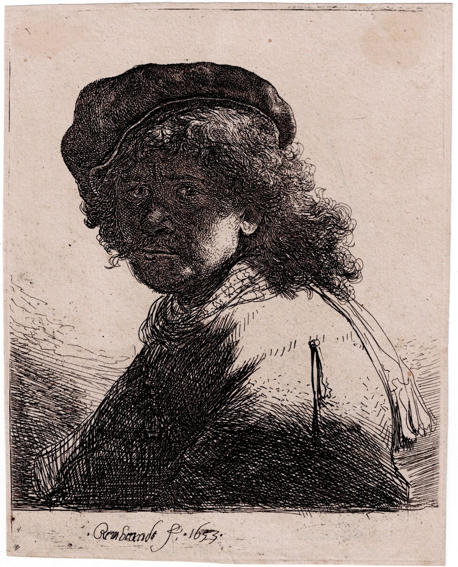Rembrandt Van Rijn (1606-1669) Rembrandt Van Rijn - Autoportrait au bonnet et à &hellip;