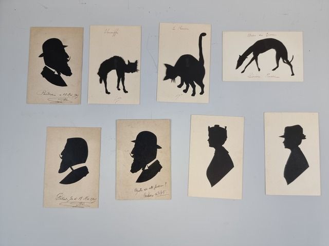 Null Ensemble de 3 cartes postales anciennes avant 1903 et 5 cartes "silhouette"&hellip;