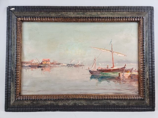 Null Charles MALFROY (1862-1918). Le port des Martigues. Huile sur toile signée &hellip;
