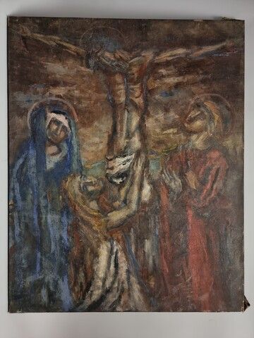 Null Raymond FAUCHET (né en 1896). Crucifixion. Huile sur toile. 81 x 64 cm (non&hellip;