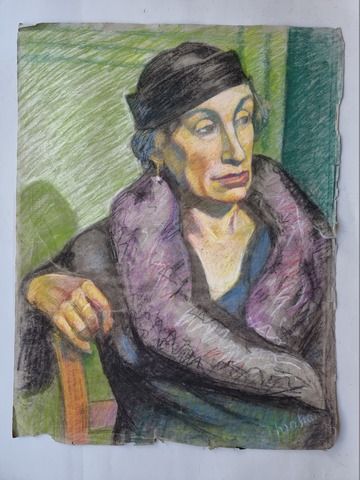 Null Arsène CHABANIAN (1864-1949). Portrait de femme au chapeau noir. Pastel sig&hellip;