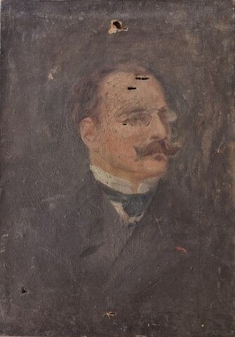 Null Ecole française XIXème. Portrait d'homme aux bésicles, vers 1890. Huile sur&hellip;