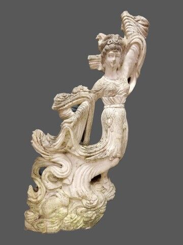 Null INDE, XIXème. STATUE de divinité féminine dansant en marbre blanc sculpté, &hellip;
