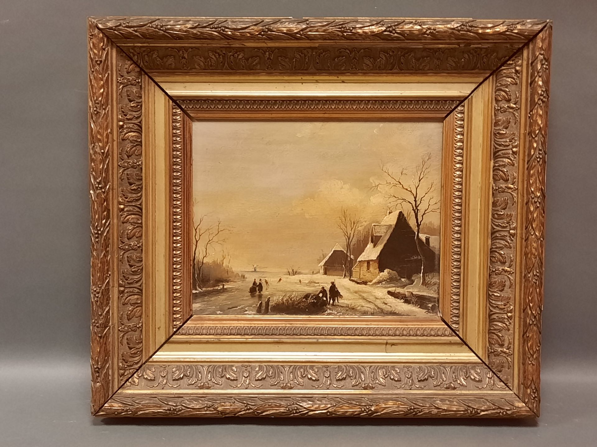 Null 十九世纪的法国学校，路易-马尔邦什的风格。雪景。板上油彩。21 x 25厘米