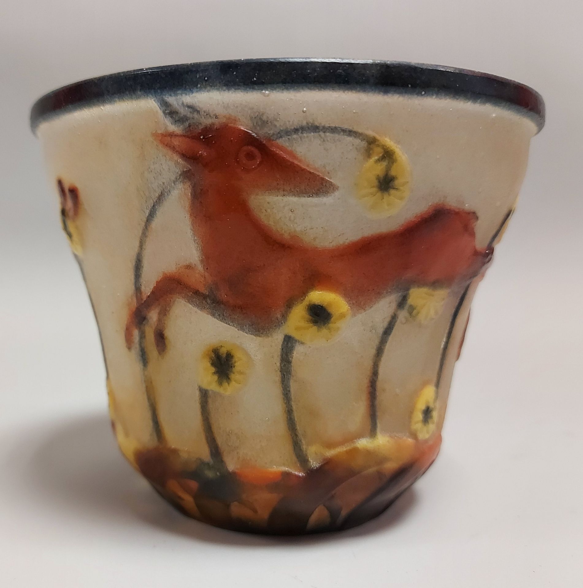 Null Gabriel ARGY-ROUSSEAU (1885-1953). Vase aus Glaspaste mit Gazellen- und Blu&hellip;