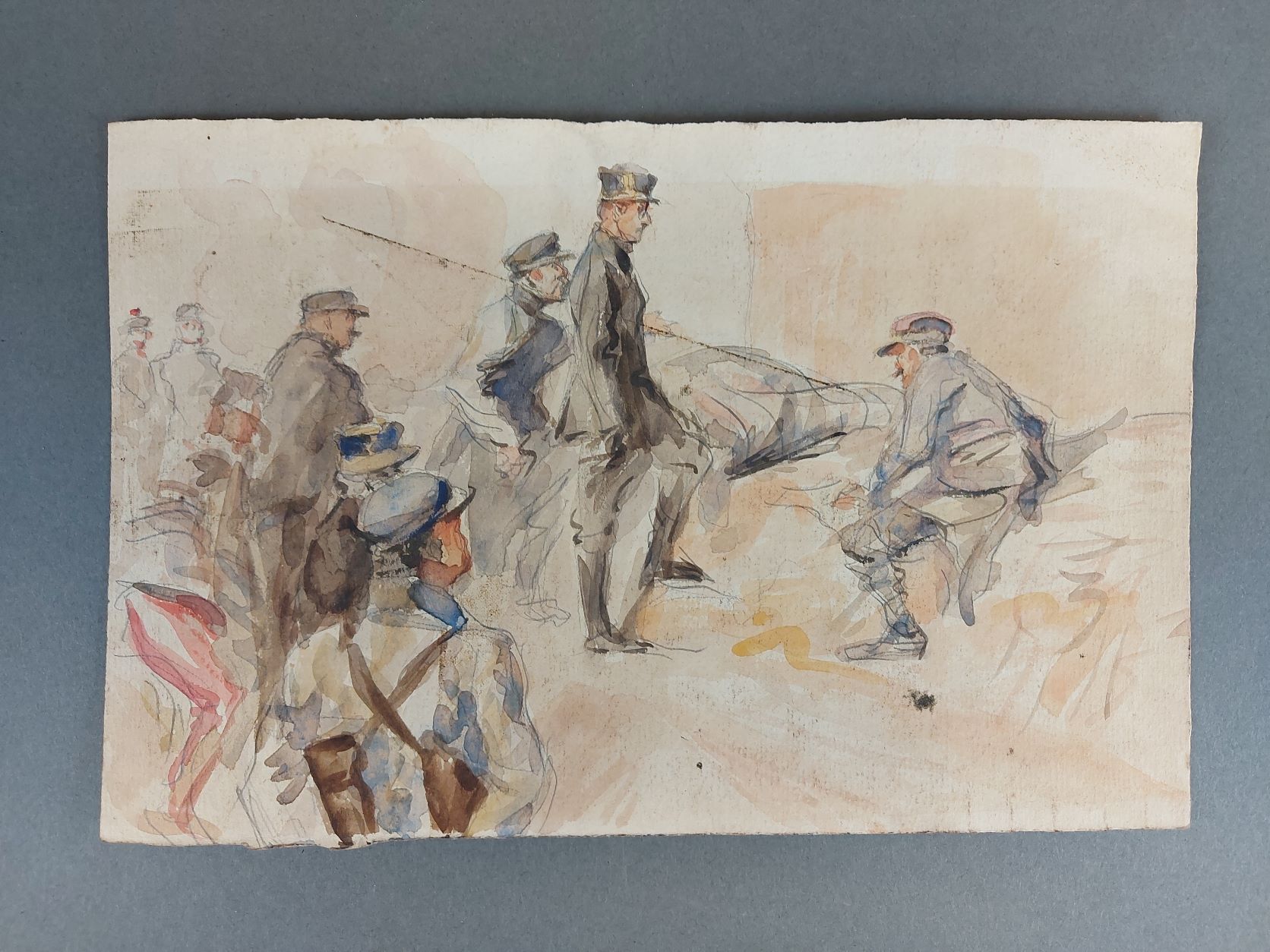 Null 
查尔斯-莫罗-沃特希尔 (1857-1924)

第一次世界大战的士兵们

纸上铅笔线条的水彩画，背面有查尔斯-莫罗-沃特希尔遗产的印章

16 x&hellip;