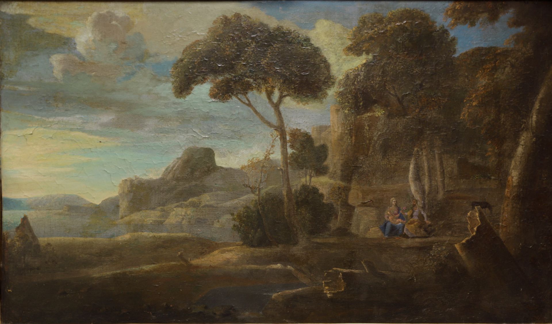 Null ECOLE ROMAINE du XVIIème. La fuite en Egypte. Huile sur toile. 84,5 x 142 c&hellip;