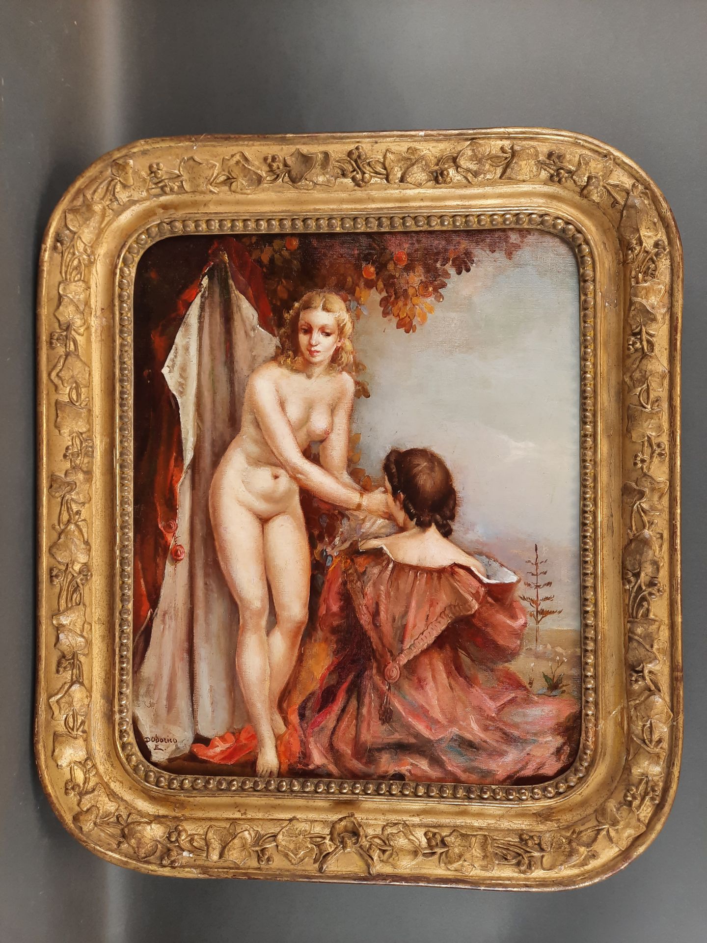 Null Ermès d'ODORICO, French school XXth. The two friends. Oil on canvas signed &hellip;