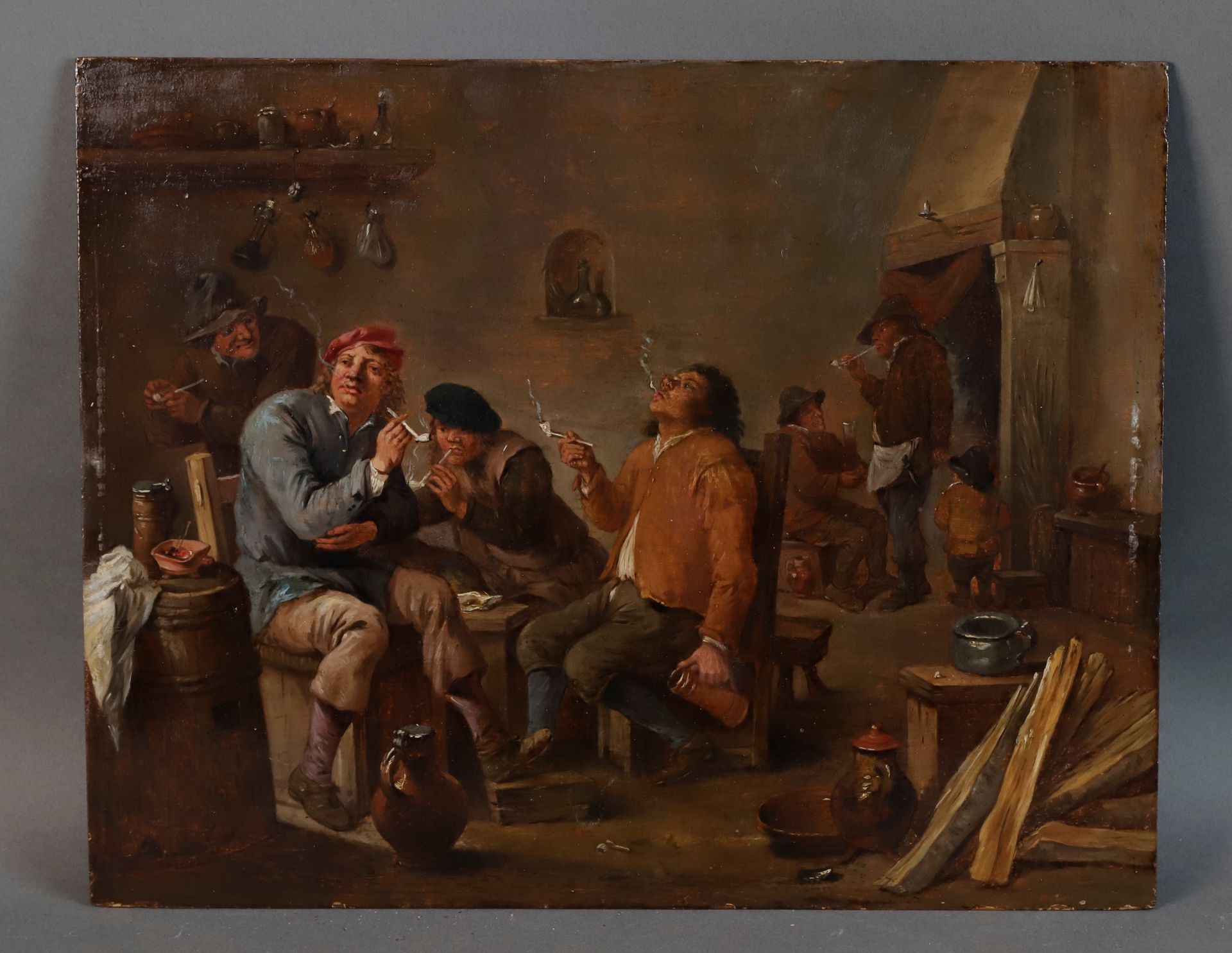Null FLEMISH SCHOOL around 1800, after David TENIERS. The smokers. Oil on oak pa&hellip;
