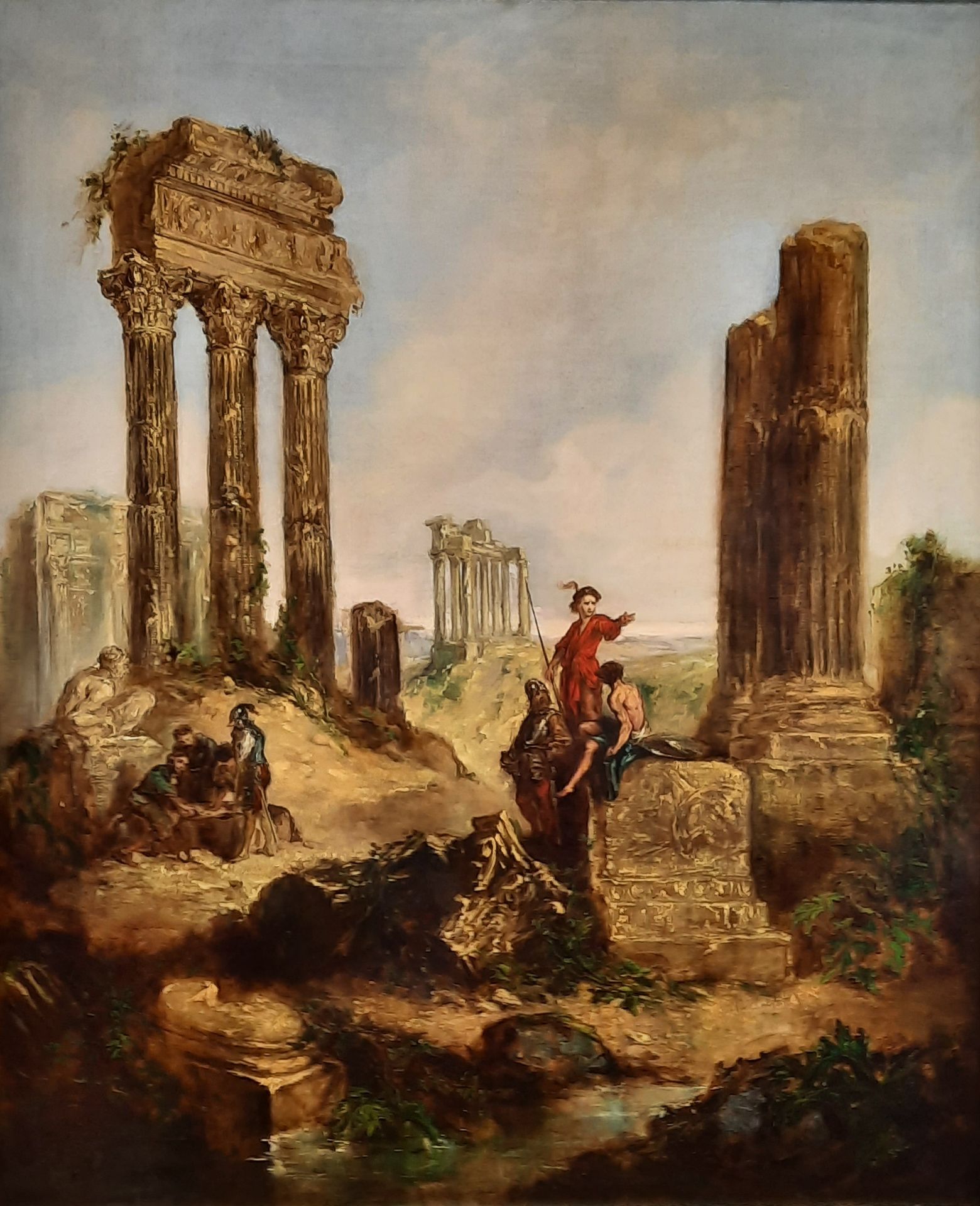 Null 
Ecole française XIXème. Ruines animées. Huile sur toile. 107 x 90 cm