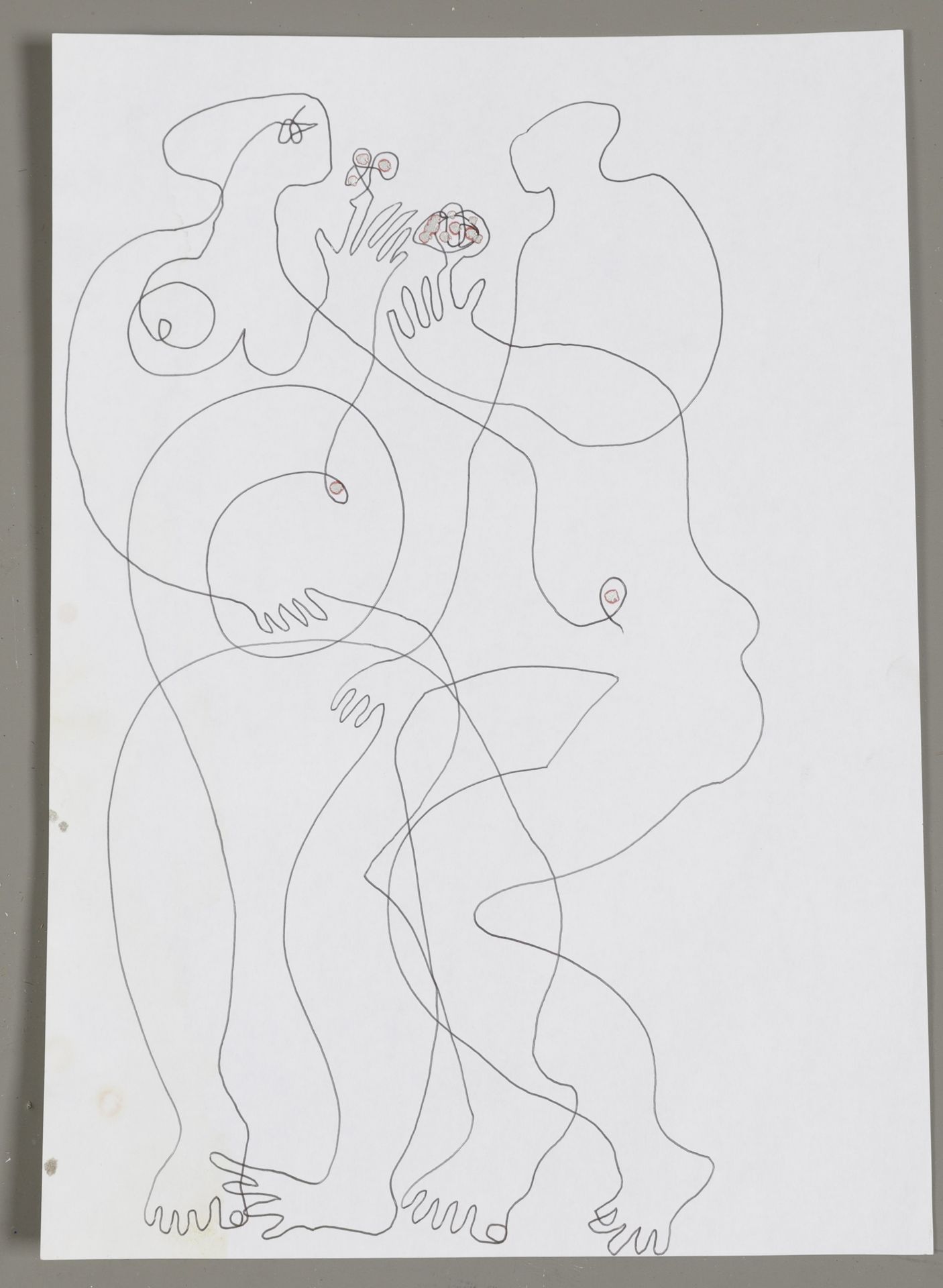Null 奥马尔-埃尔-纳吉（1931-2019）。恋人。Biros和毛笔画。30 x 21 厘米