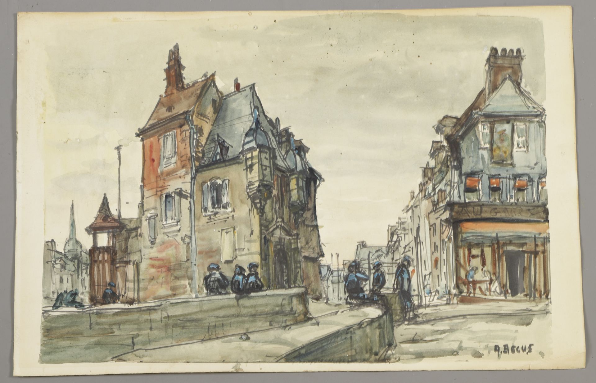 Null Albert BECUS, école française XXème. Honfleur, la Lieutenance et le port. A&hellip;