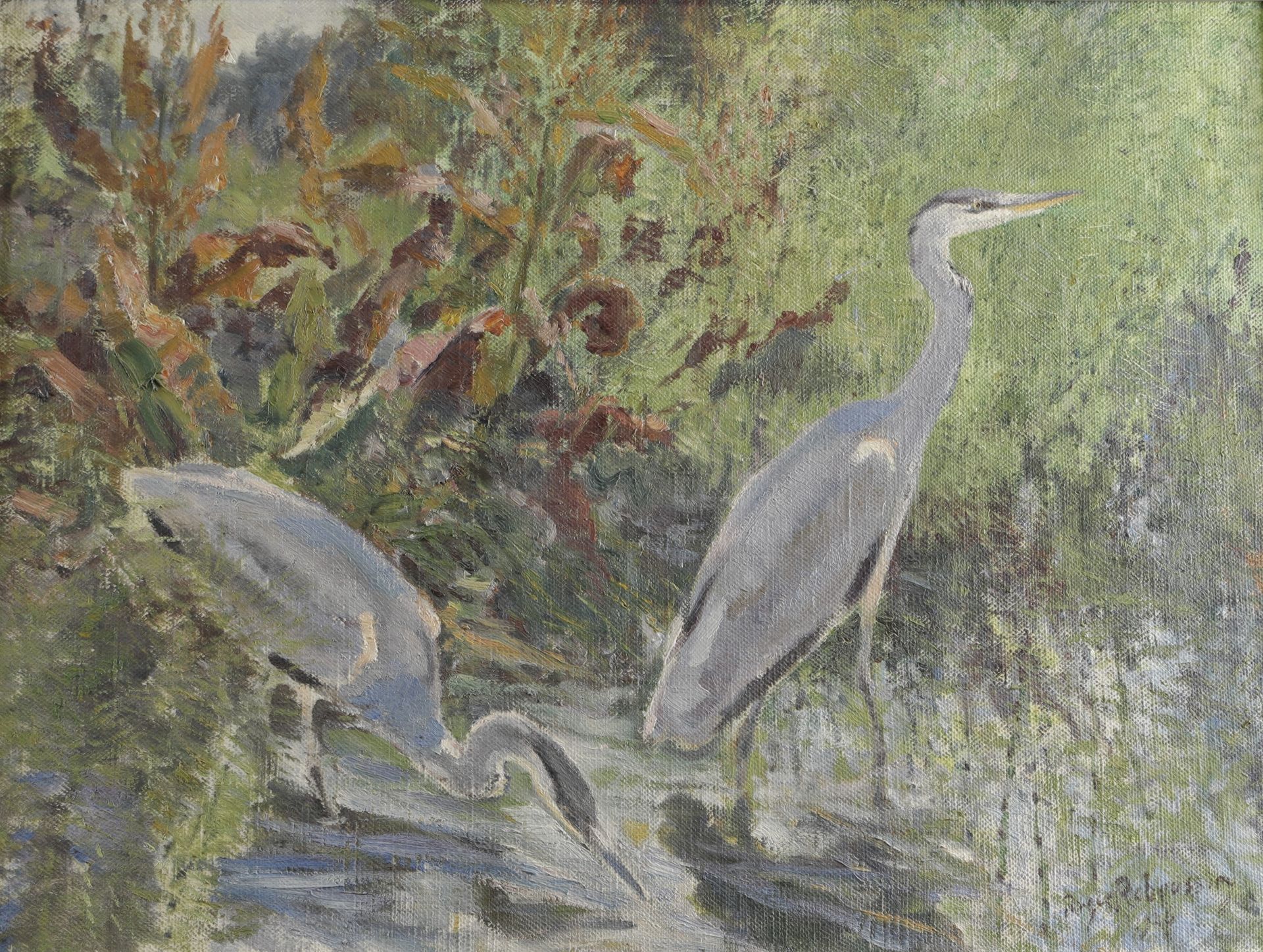 Null Roger REBOUSSIN (1881-1965). The herons, 1926. Oil on canvas signed and dat&hellip;