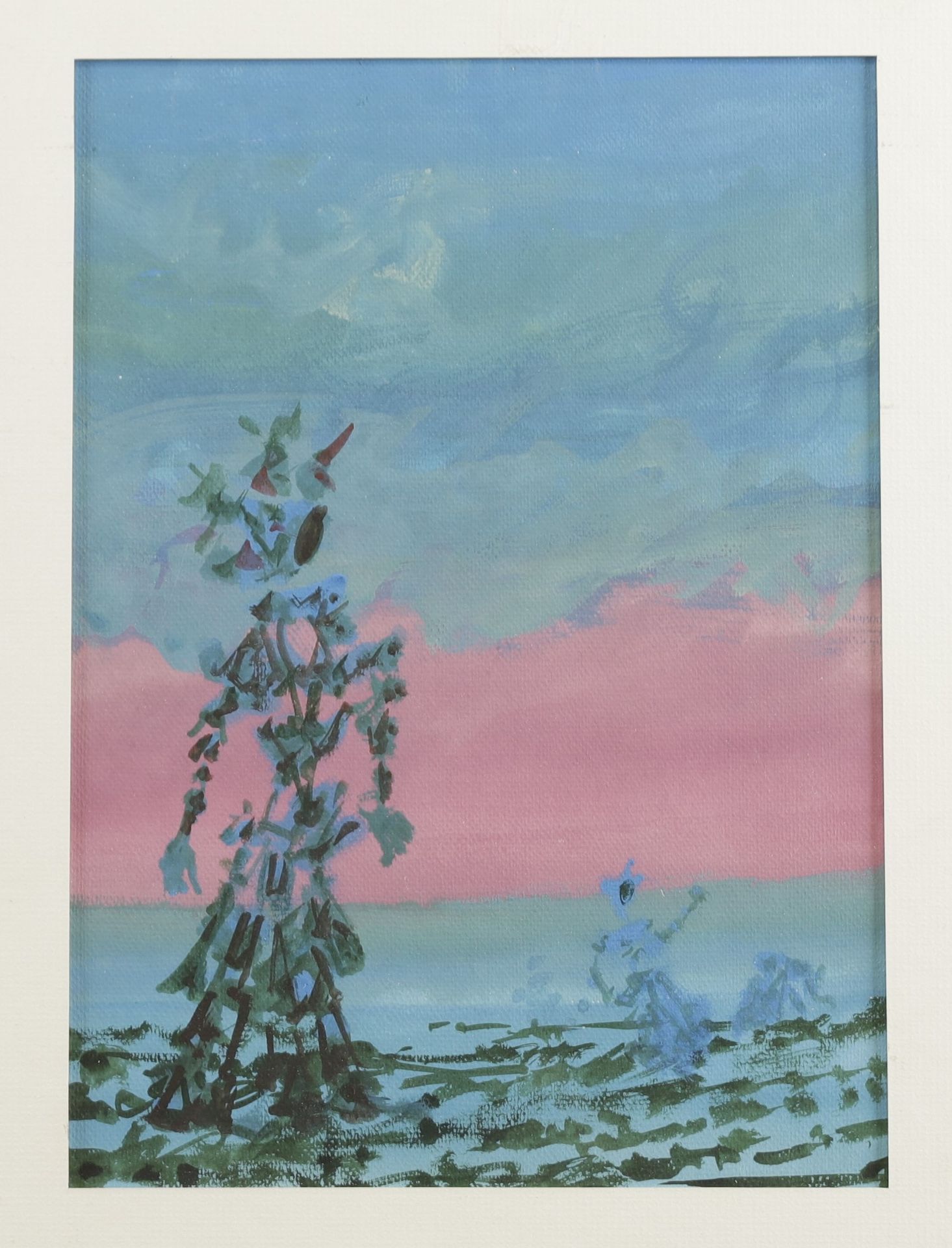 Null 吕西安-库图（Lucien COUTAUD）（1904-1977）。在夕阳下跳舞。水粉画。31 x 22 cm