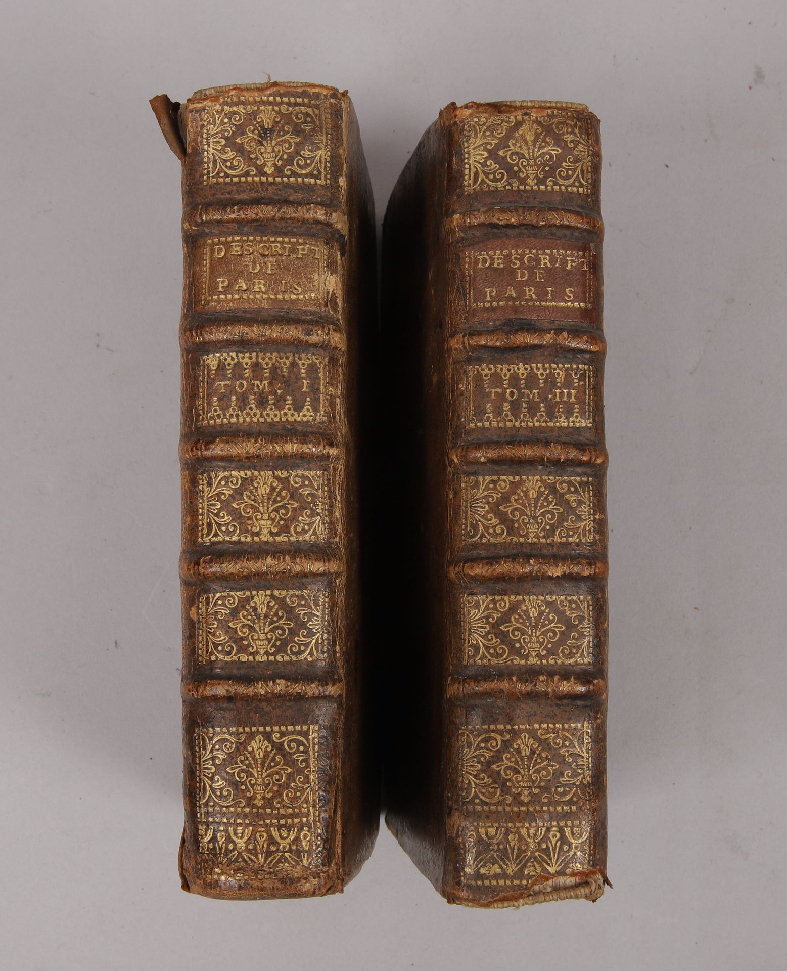 Null BRICE (Germain).巴黎描述》。巴黎，弗朗索瓦-傅尼叶，1717 年。第 1 卷和第 3 卷（缺第 2 卷），12 开本（第 3 卷为木栖&hellip;