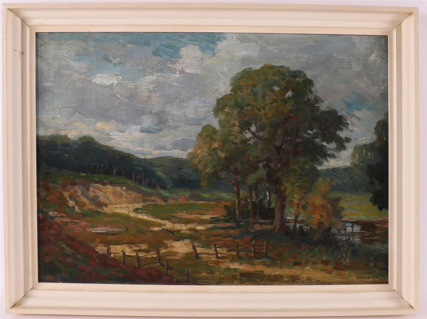 Null Klijn, Willem (1892-1961) "Arbres près d'un marais dans un paysage avec clô&hellip;