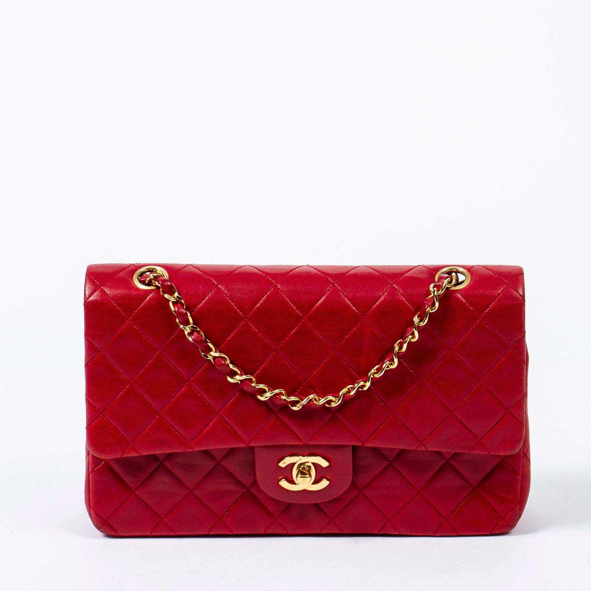 Pre-Loved Chanel Classic Double Flap 25 in Red Quilted L…