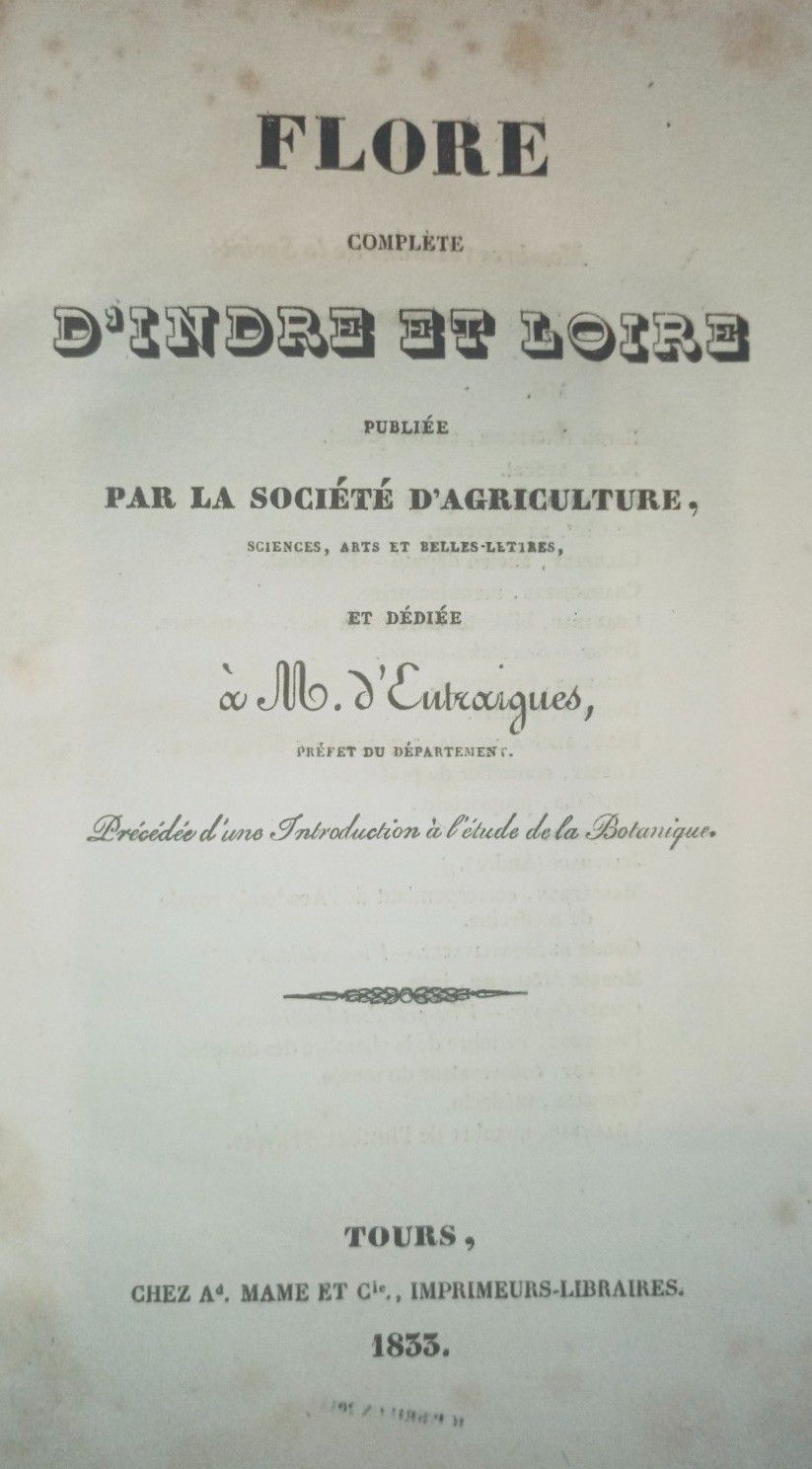 Null 
DUJARDIN (Félix). Flore complète d'Indre et Loire, publiée par la Société &hellip;