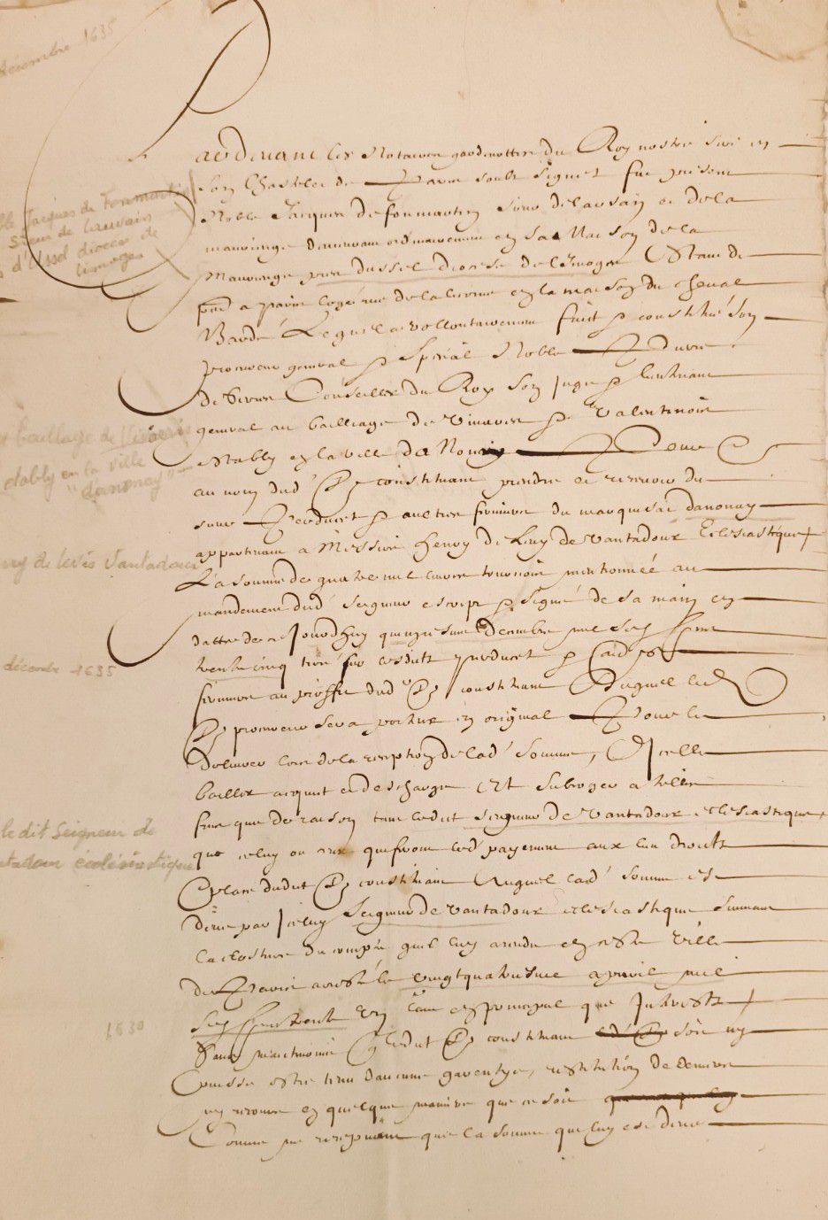 Null 
(ANNONAY - ARDECHE) Procuration datée du 15 Décembre 1635. Pièce in-folio.&hellip;