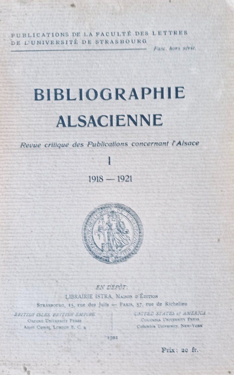Null 
Bibliographie ALSACIENNE. Revue crituqe des Publications concernant l'Alsa&hellip;