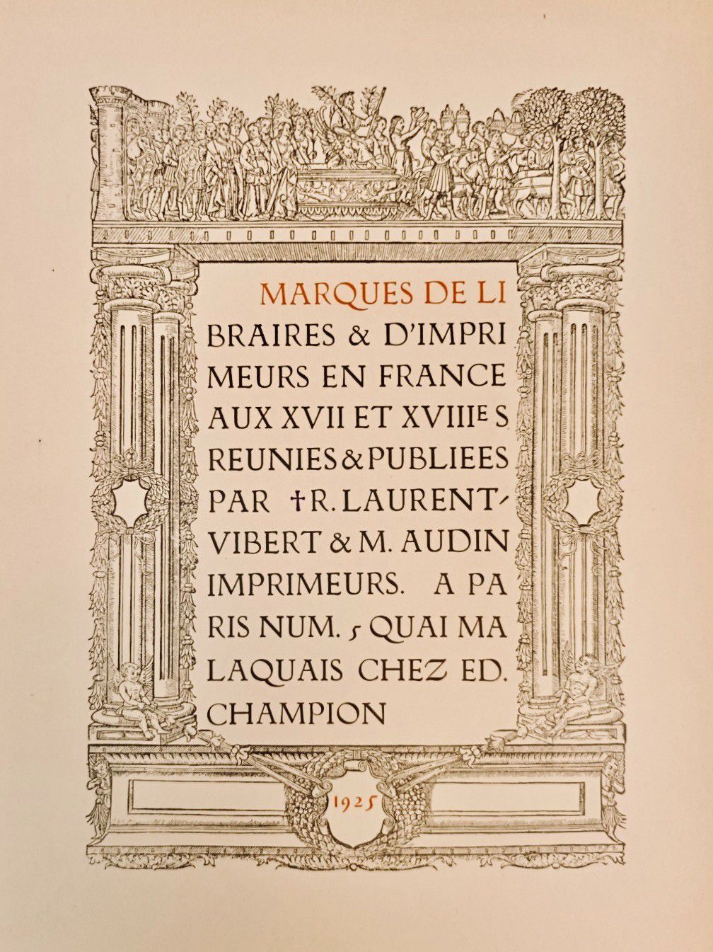 Null 
LAURENT-VIBERT (Robert) et AUDIN (Marius). "Marques de Libraires en France&hellip;