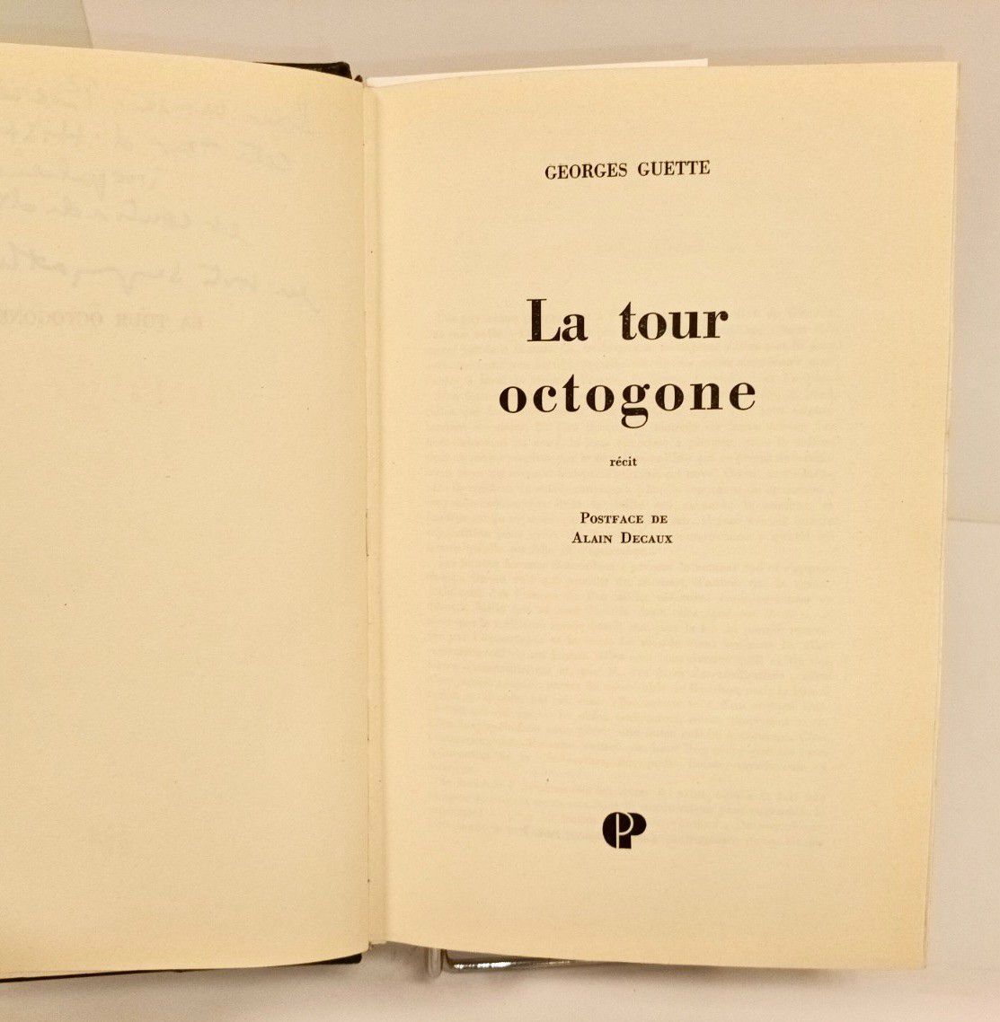 Null 
GUETTE (Georges). La Tour octogone [Trévoux]. Récit. Postface de Alain Dec&hellip;