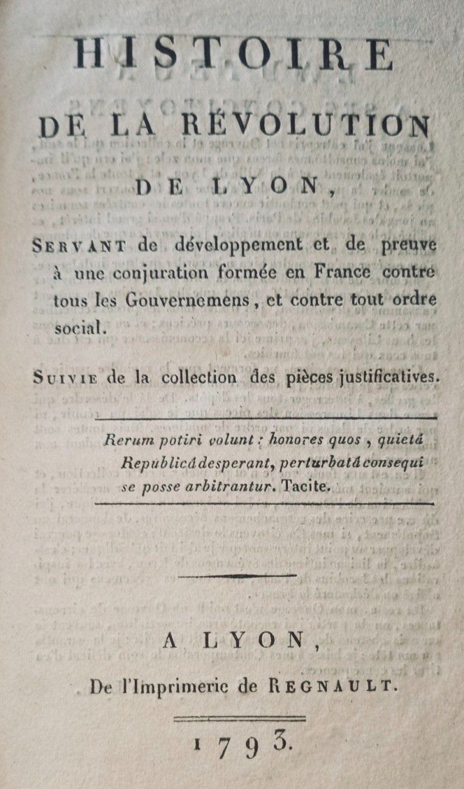 Null 
GUERRE (Jean). "Histoire de la Révolution de Lyon [journée du 29 mai 1793]&hellip;
