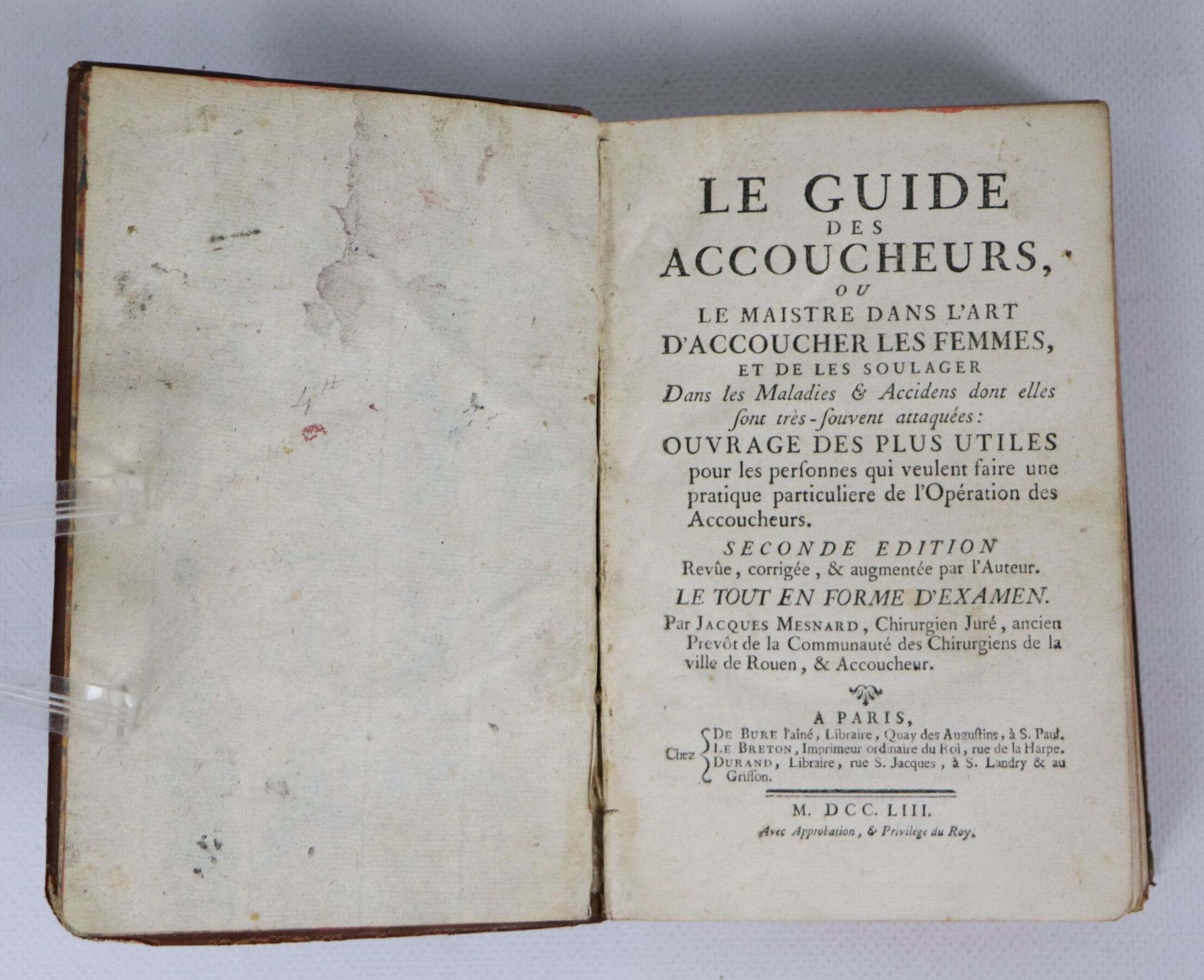 Null MESNARD (Jacques). Guide des accoucheurs. Parigi, de Bure, Le Breton, Duran&hellip;