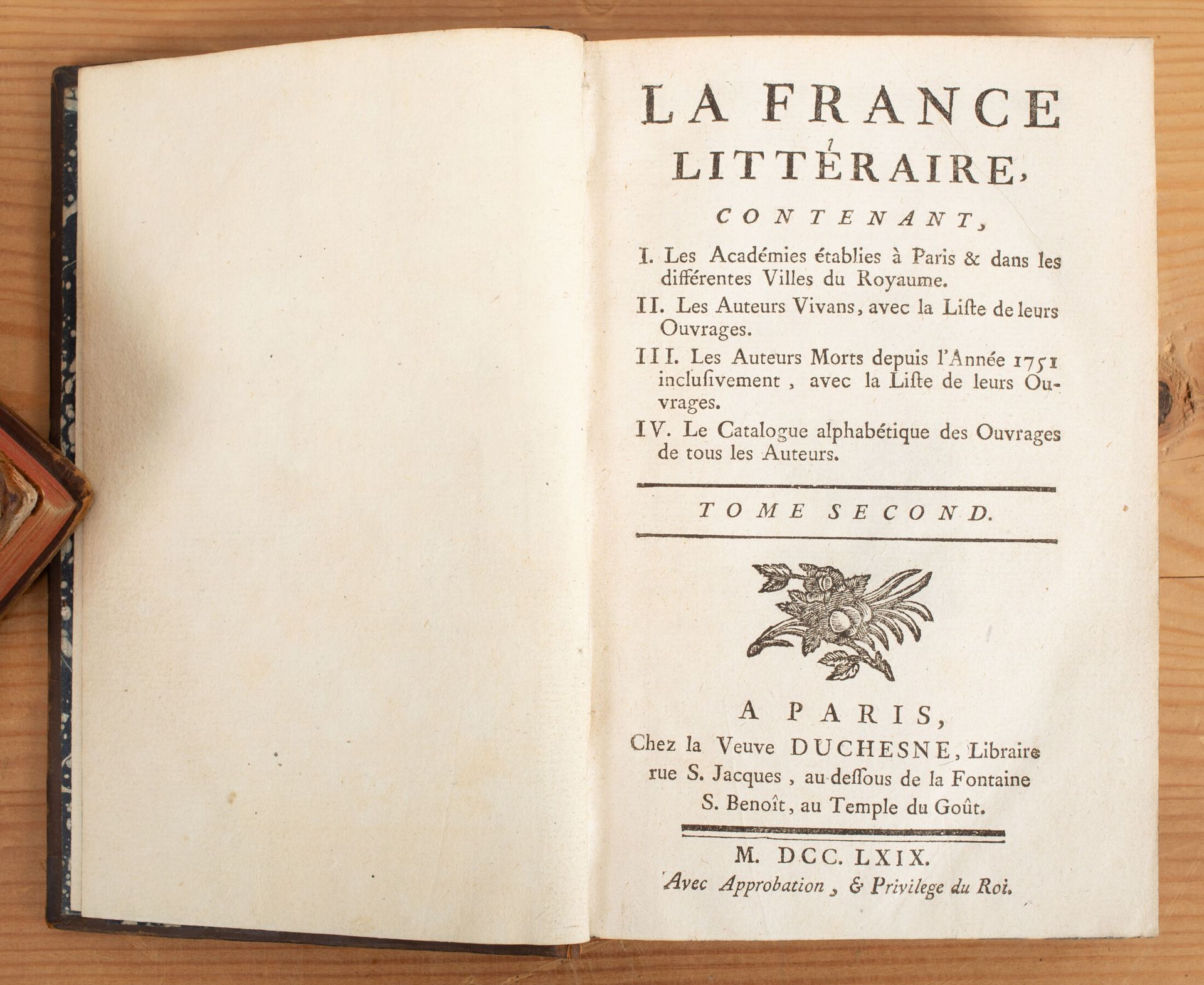 Null LA PORTE (Joseph de). 
La France littéraire. Paris, Veuve Duchesne, 1769. 2&hellip;