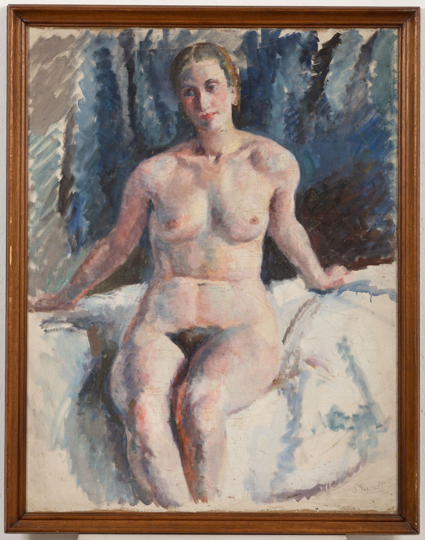 Null Simone RAOULT (act.C.1900-1930).
Portrait de nu.
Huile sur panneau d'isorel&hellip;