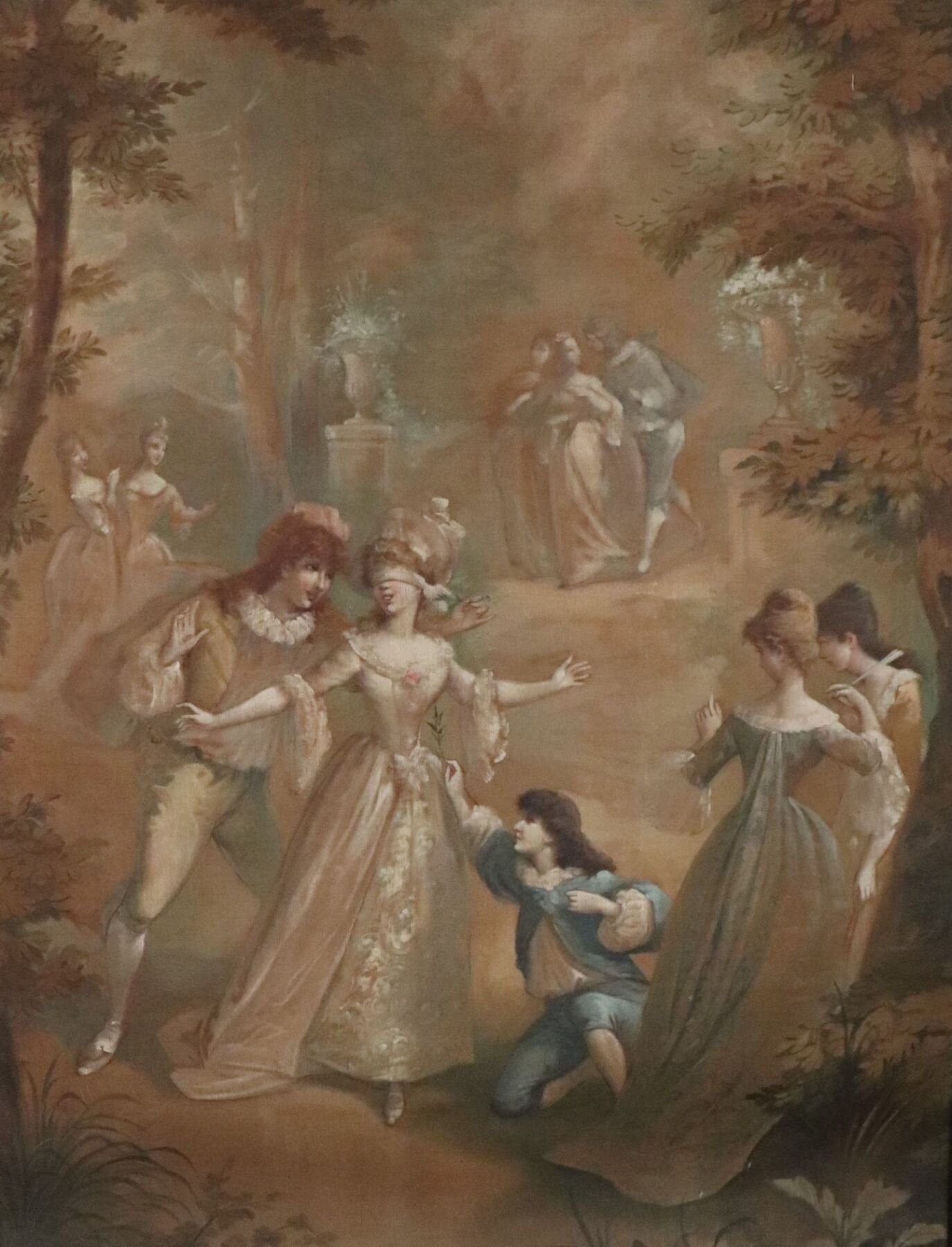 Null 十九世纪的法国学校。 
科林-马亚尔的游戏。
布面油画。
高_157,1 L_122,6 cm
