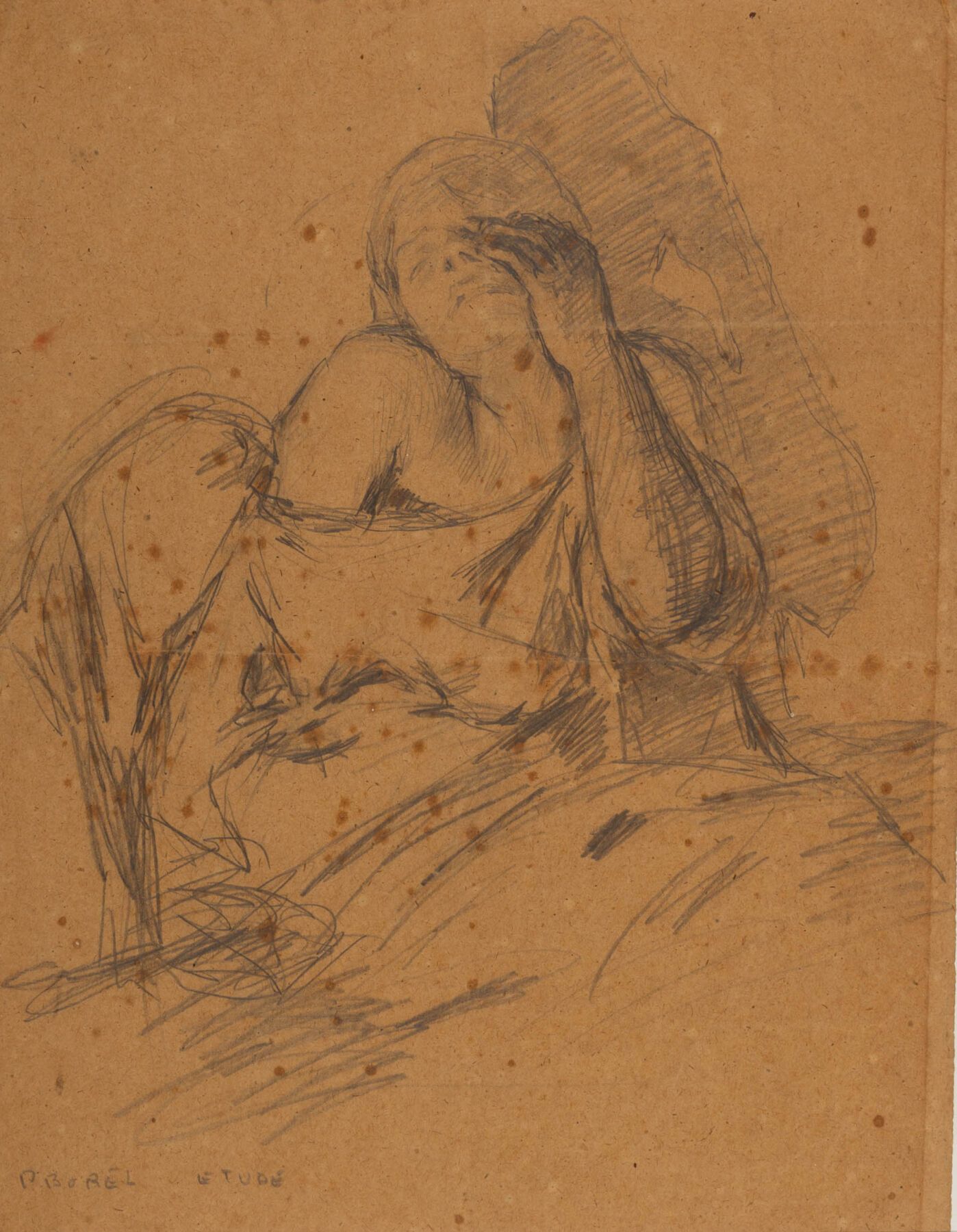 Null Paul BOREL (1828-1913).
Femme.
Dessin au fusain.
H_34 cm L_26 cm