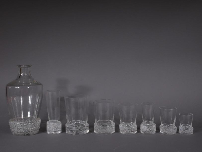 Null CRISTALLERIE SCHNEIDER 
	Service de verre « Bullé » en cristal blanc à base&hellip;