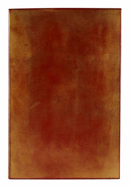 Null Katsu HAMANAKA (1895-1982)
	Panneau en bois laqué rouge et or, à bordure ha&hellip;