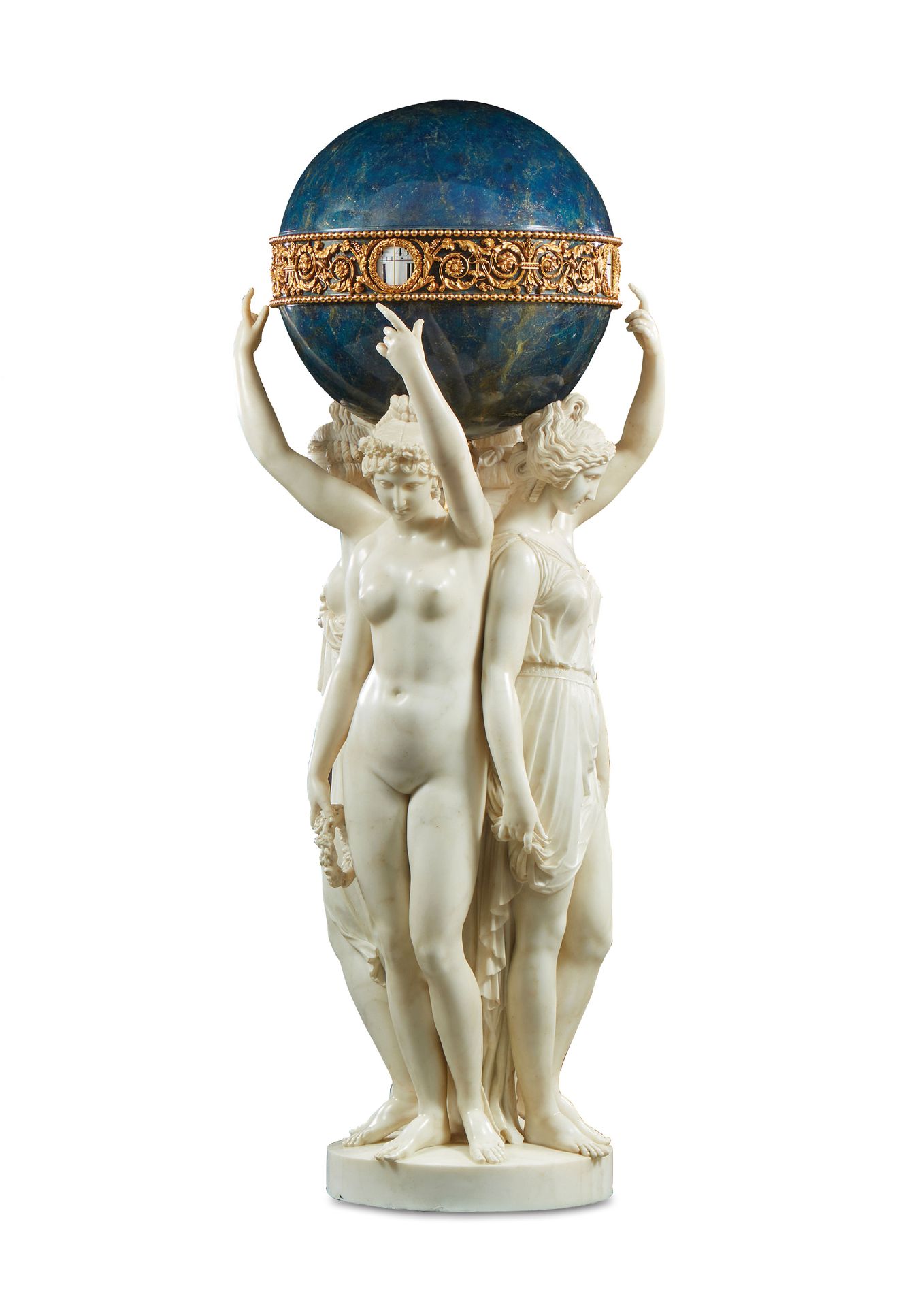 Null Orologio monumentale con le quattro Muse delle Ore in marmo bianco, raffigu&hellip;