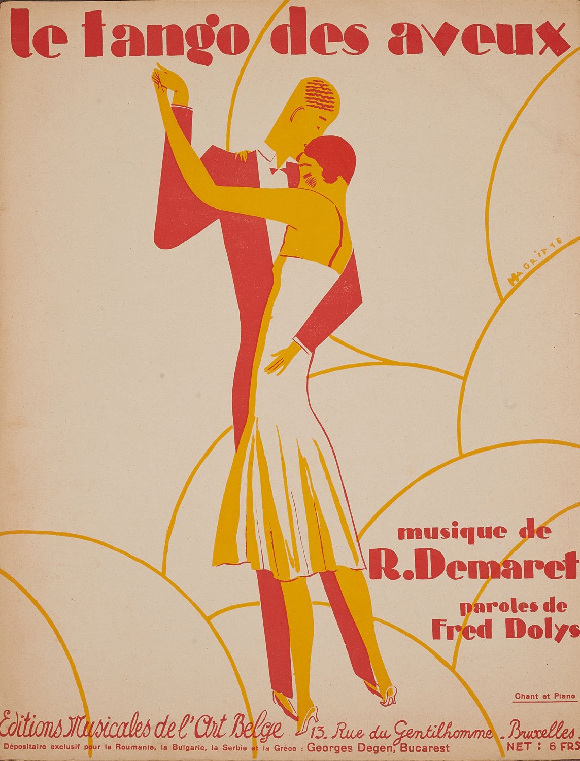 Null René MAGRITTE (1898-1967) 
LE TANGO DES AVEUX.
Partition musicale, éditions&hellip;
