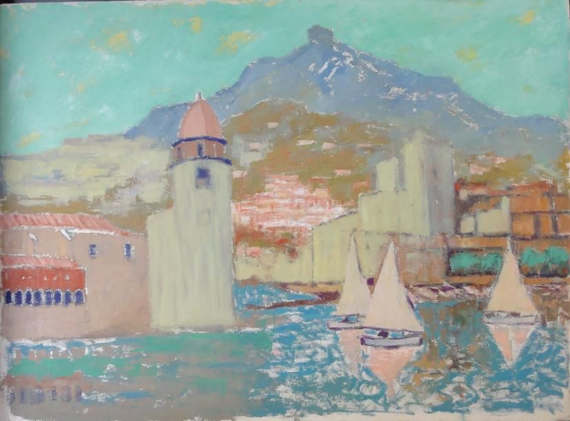 Null Roger ARGENTON (1908-1990) Port d'Italie Huile sur papier 56x77 cm