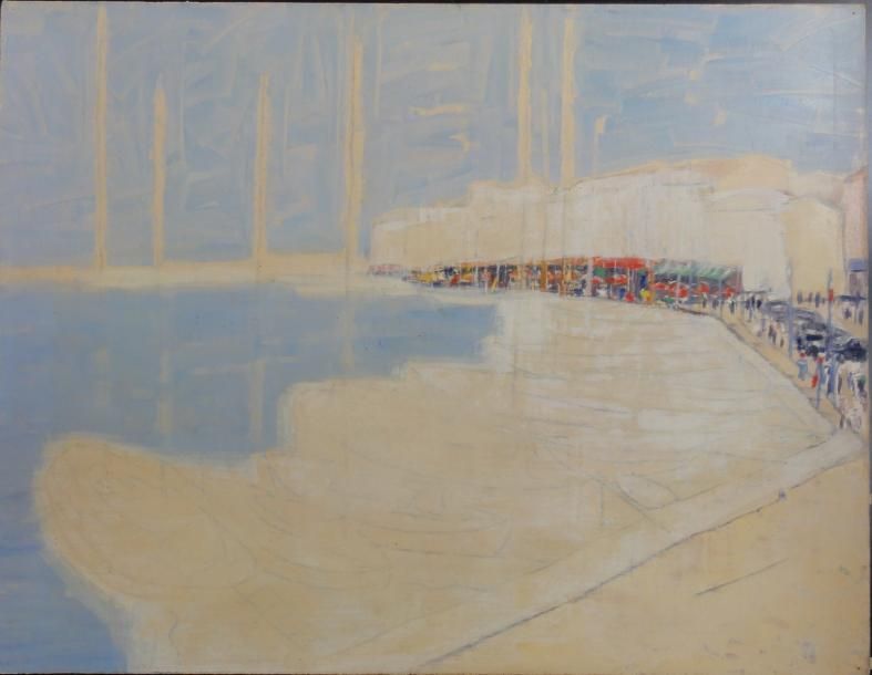 Null Roger ARGENTON (1908-1990) Port animé Huile sur carton 51x66 cm